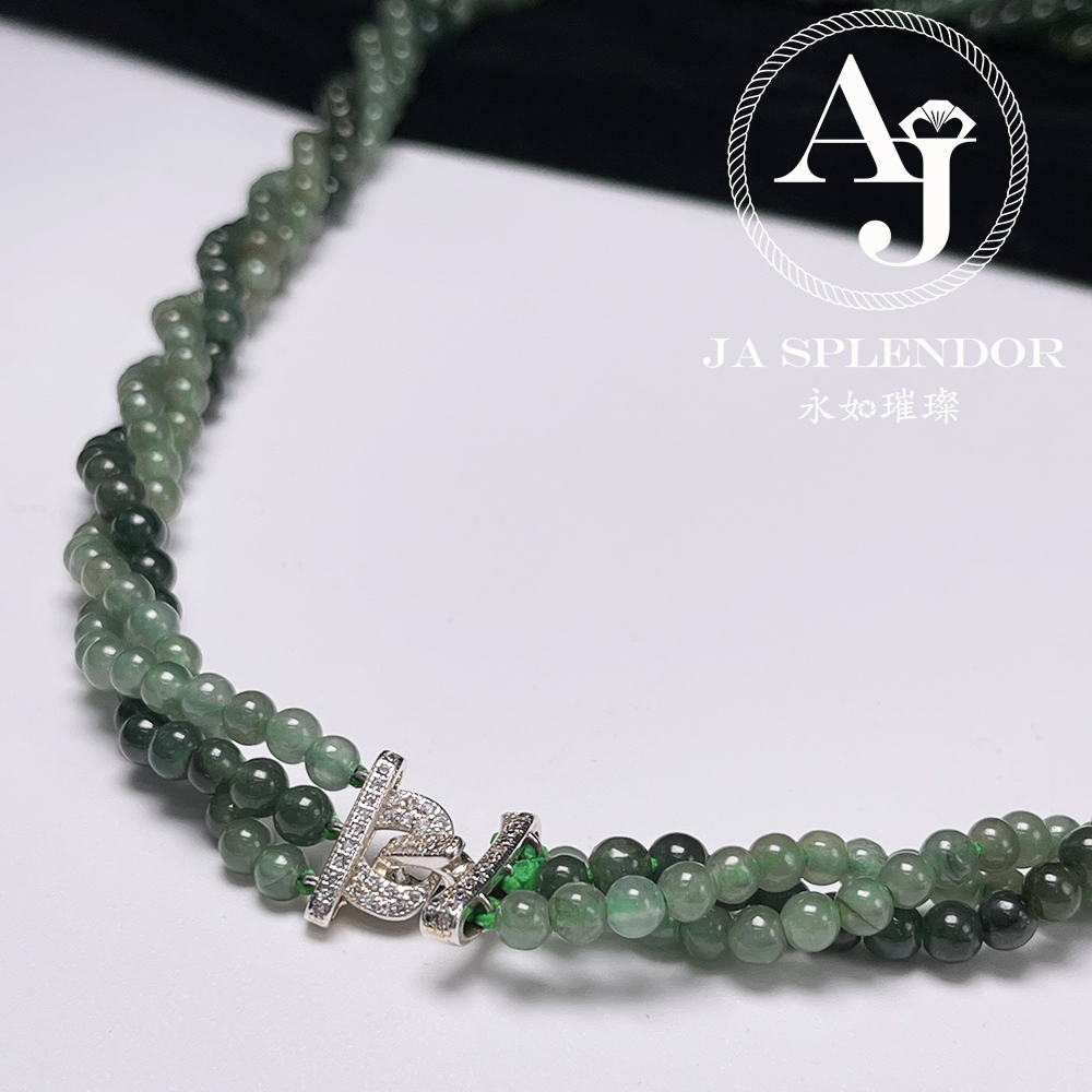 FB-G24 天然翡翠A玉 綠野仙蹤扭紋設計項鏈