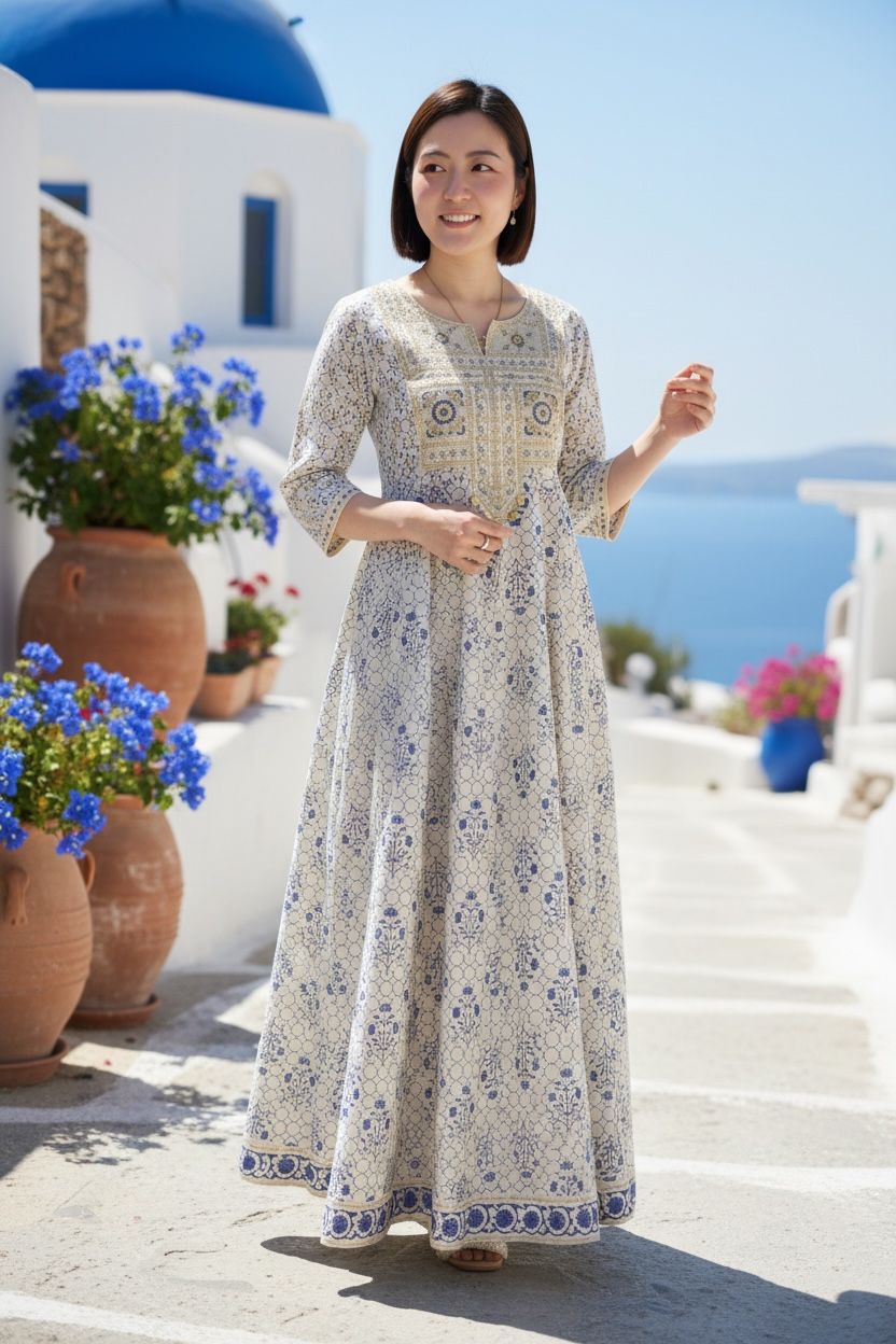 White Blue Heart-Neck 2-side OP 50" #1491