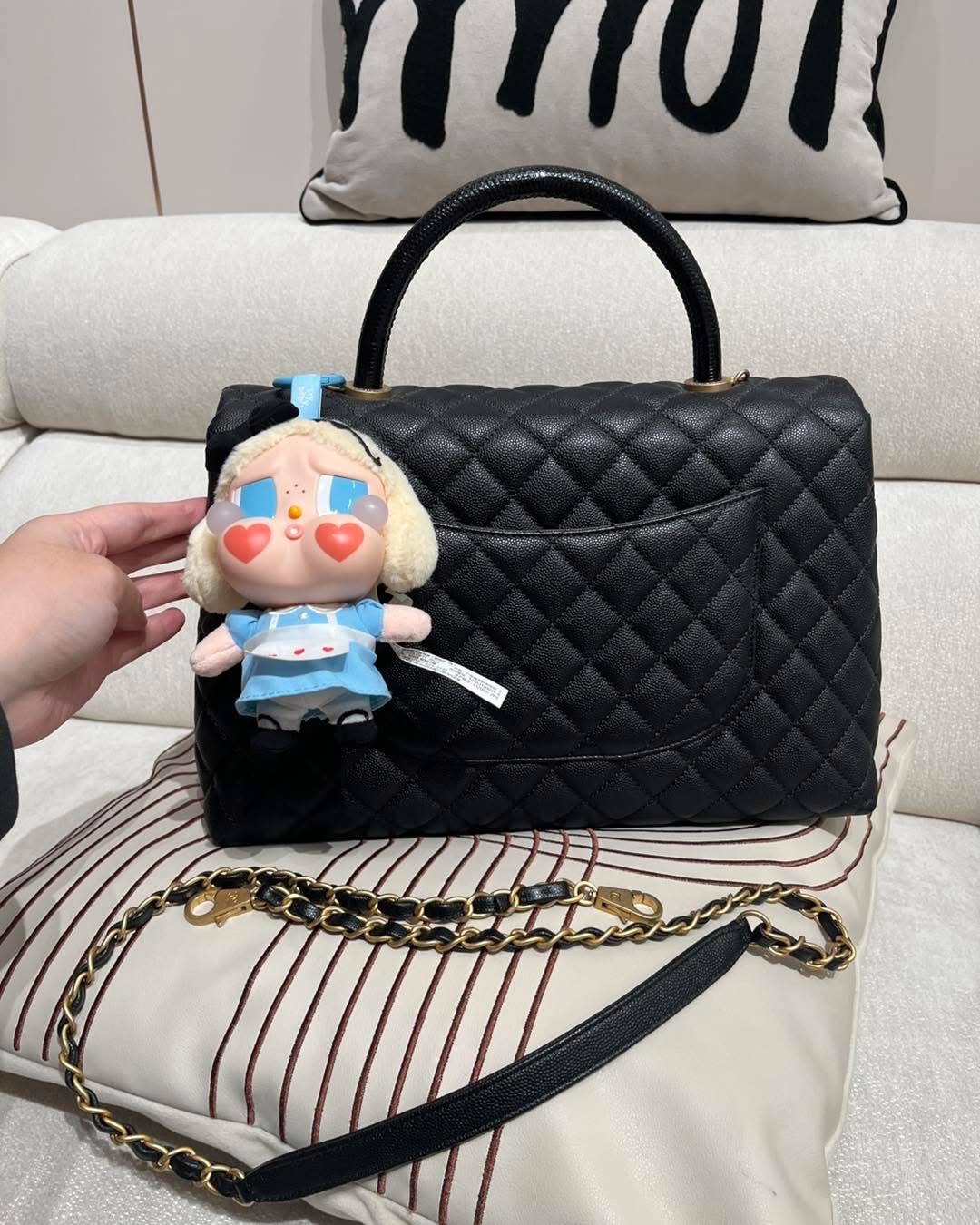 Chanel coco handle large黑色荔枝牛皮 100%Authentic ,99%new  ✅收據✅25card✅dust bag✅box