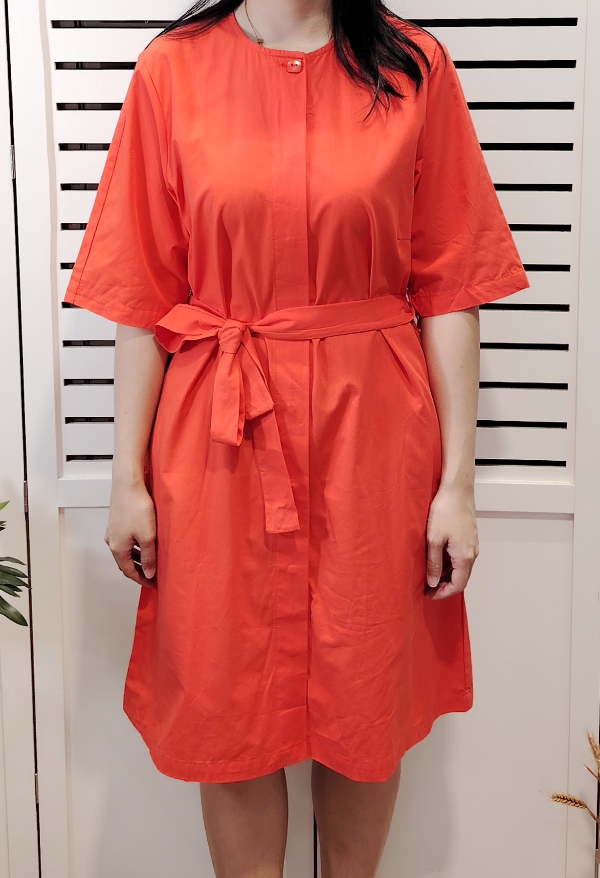 H9156 Button Down Dress With Belt