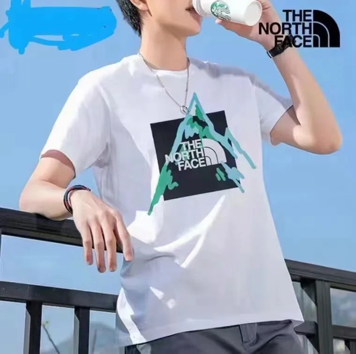 $168件。2件起$ 158件。The North Face 北面 全棉重磅Logo短袖T恤（男女同款）