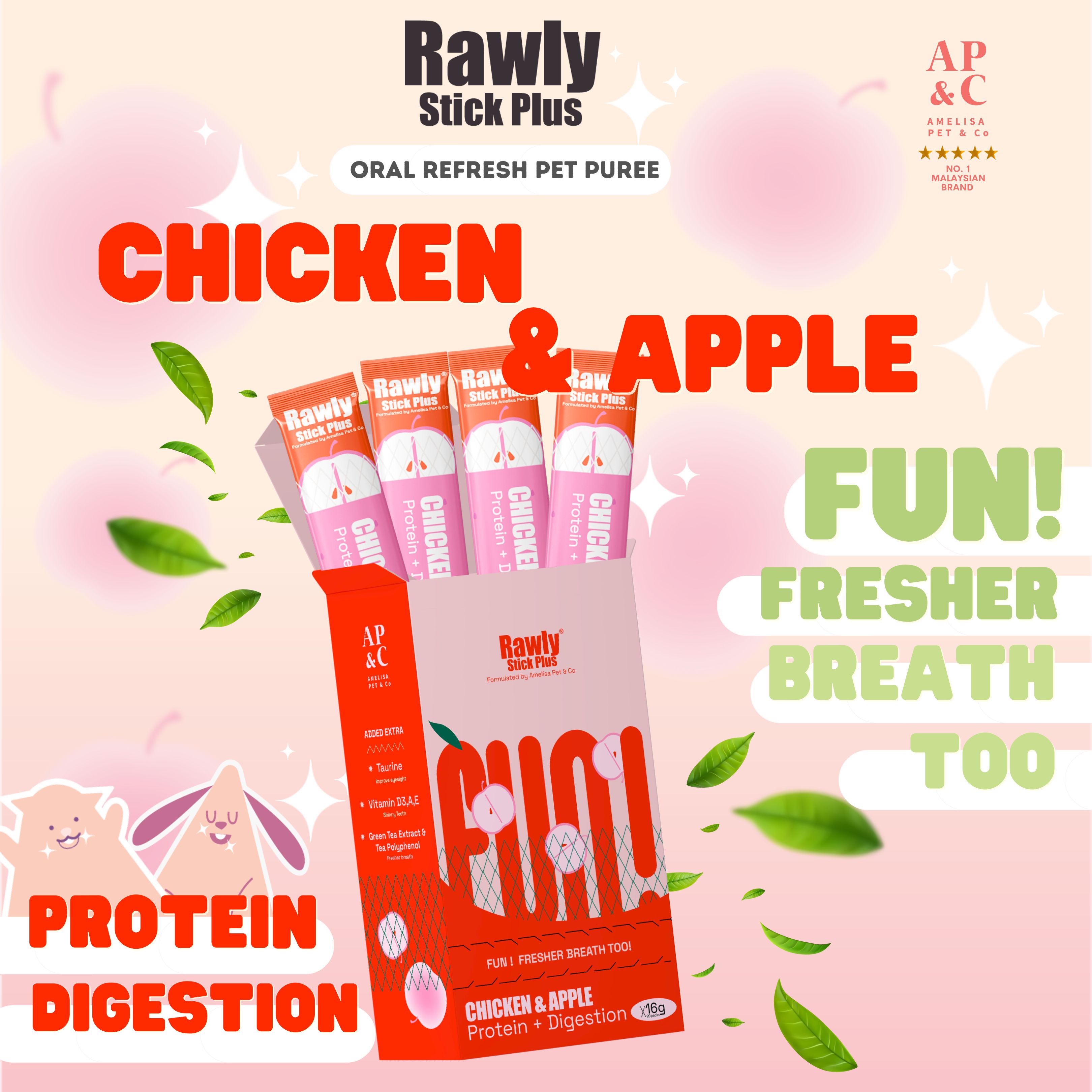 AP&C｜ 口腔護理 貓犬肉泥條 貓條 盒裝 Oral Refresh Puree 16g x 25