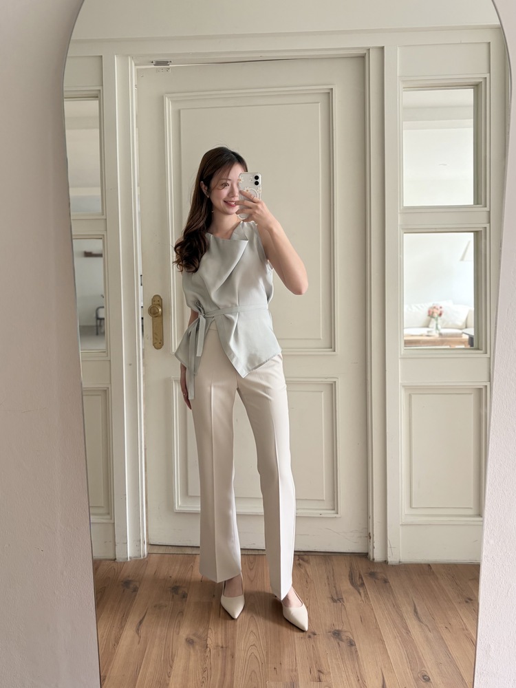 Camille Draped Wrap Blouse (Mint)