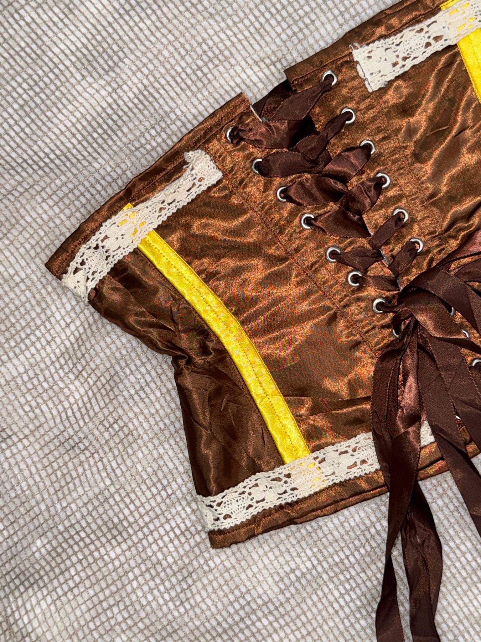  Vintage Satin Lace-Up Corset Top