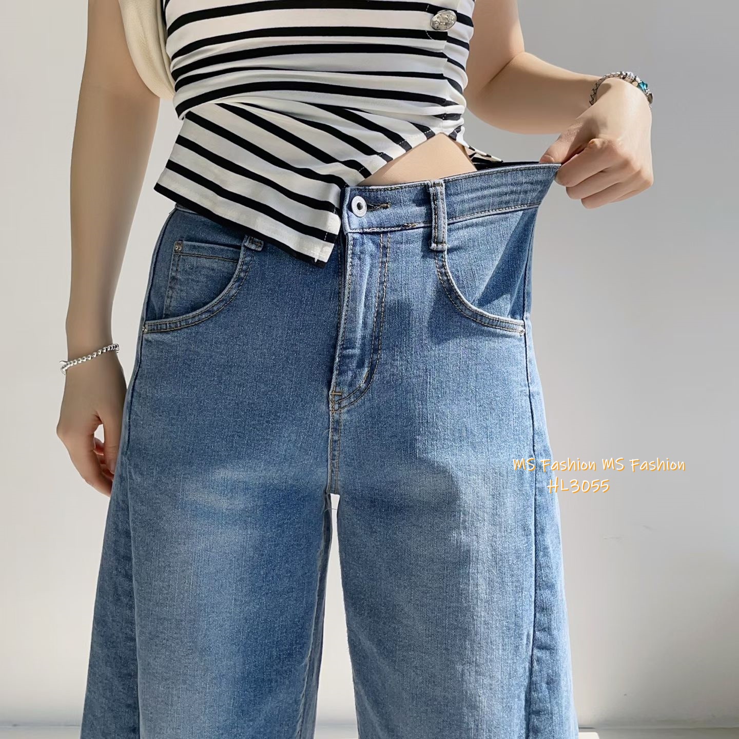 HL3055 韓國🌼Howluk8分拼接闊筒牛