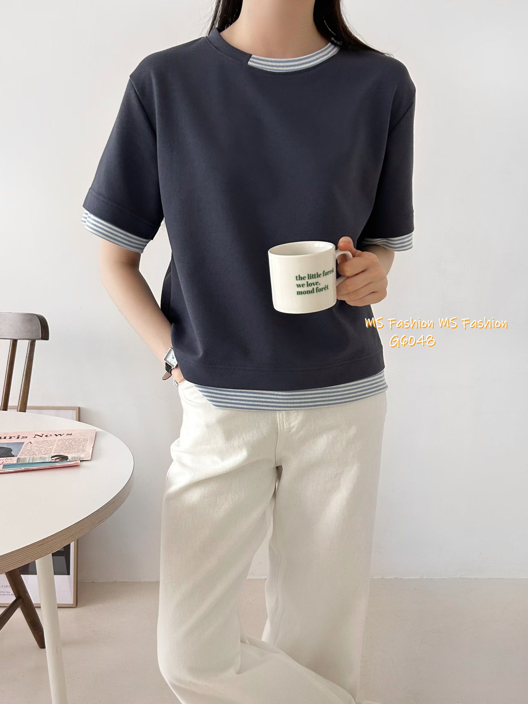 G6048 韓國🇰🇷拼邊子邊top