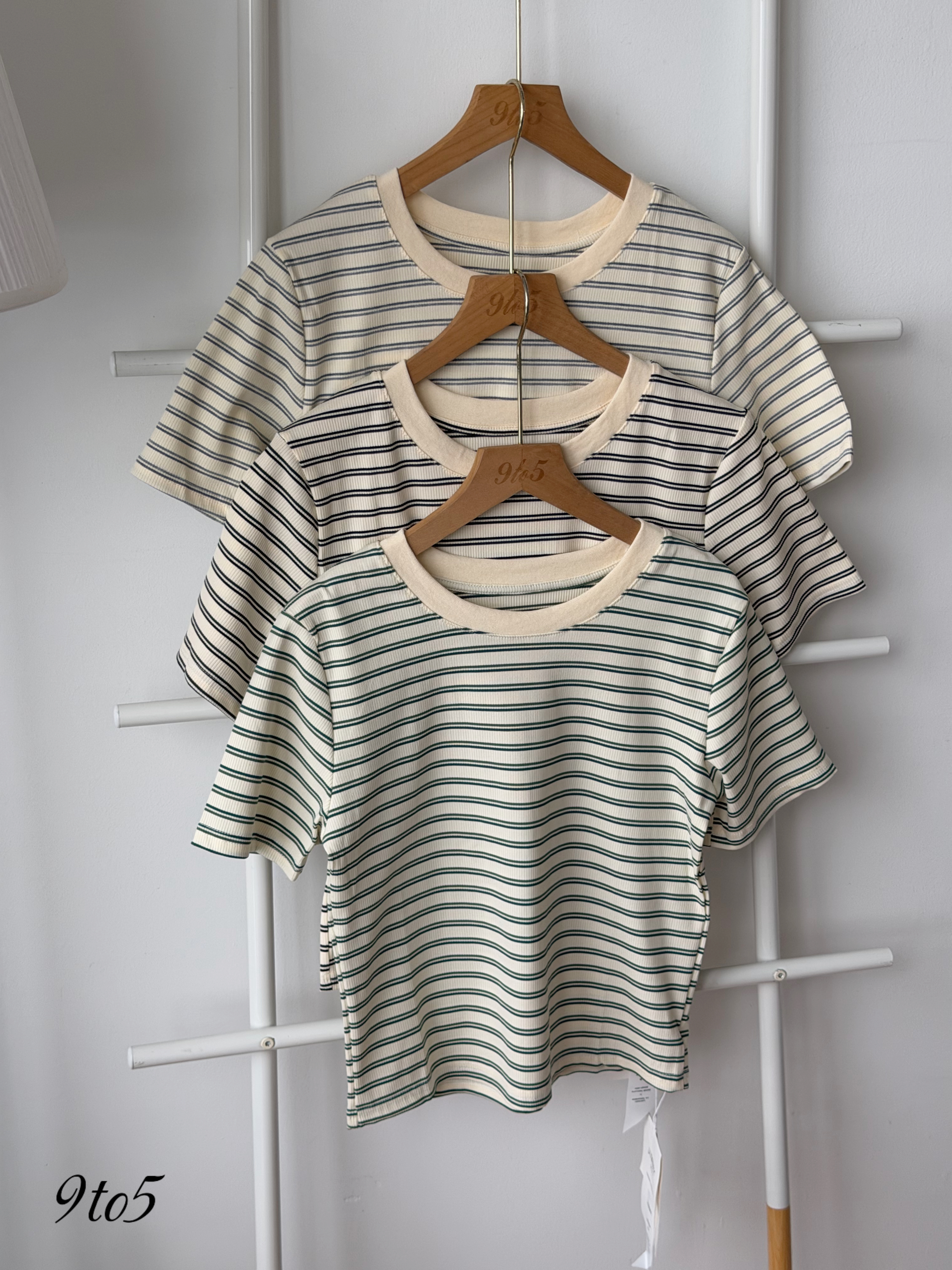 T4507 Stripes Short Sleeves Tee - 3 Colors 