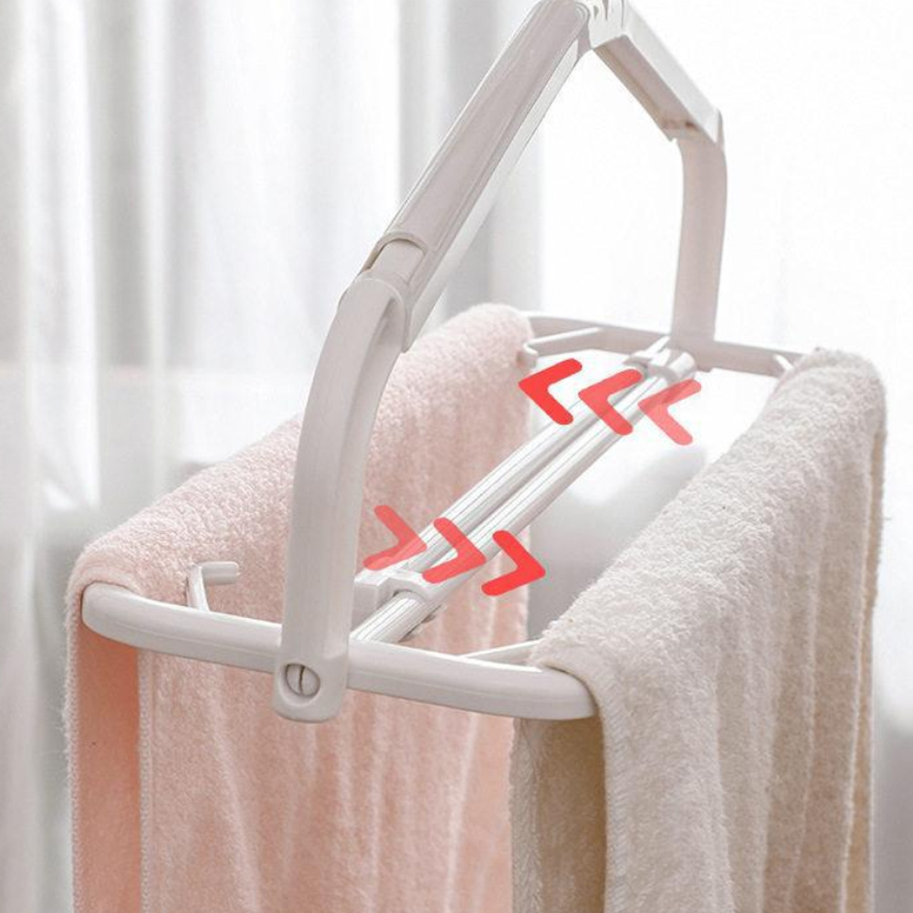 多功能家用伸縮衣架 折疊大衣架 曬被架 被單衣架 2個裝［平行進口］ HK2754