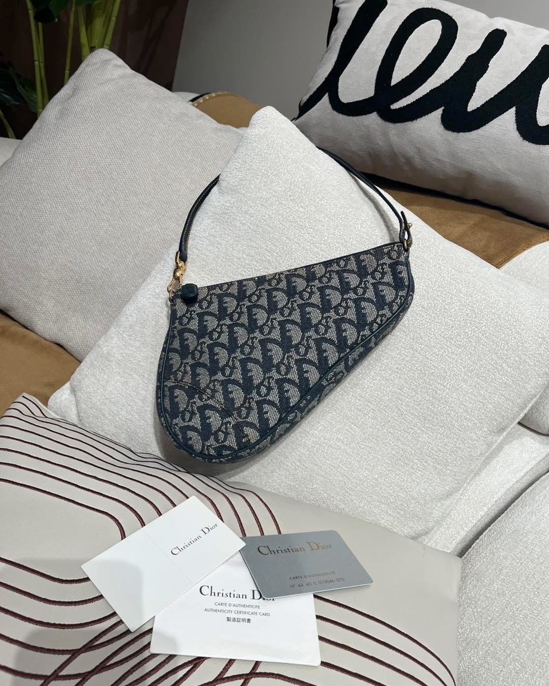 DIOR TROTTER JACQUARD SADDLE Vintage bag,100%Authentic,95%new ✅card✅dust bag