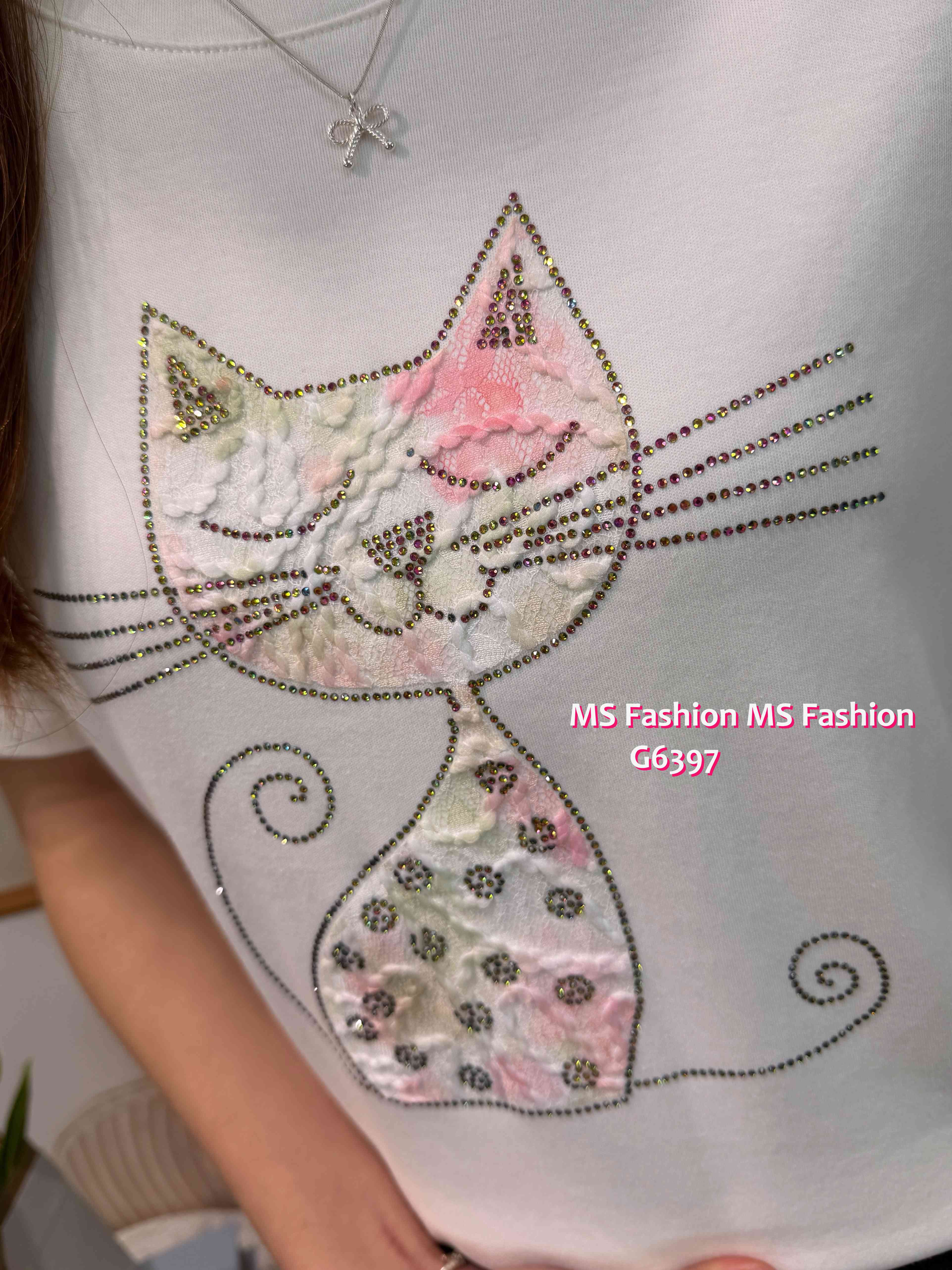 G6397 lace貓瞄tee