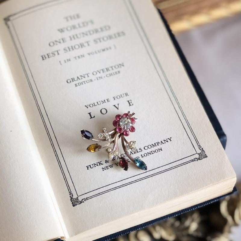 Vintage Mid-Century Multi-Colour Small Floral Spray Brooch from Canada (MT1327)