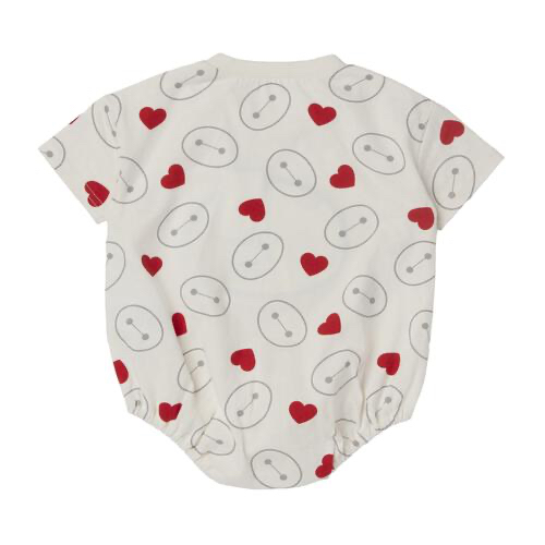 🇯🇵預訂 日本直送🇯🇵Baymax心心滿印毛毛刺繡貼花短袖包屁衣