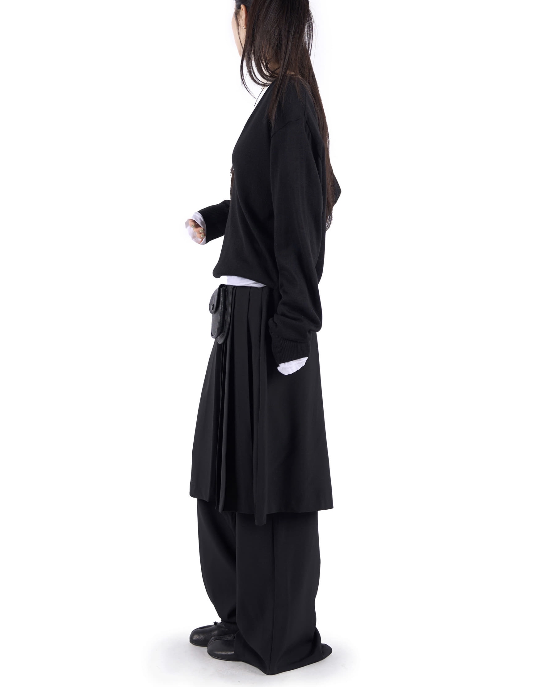 Pleated Layered Skirt Pants