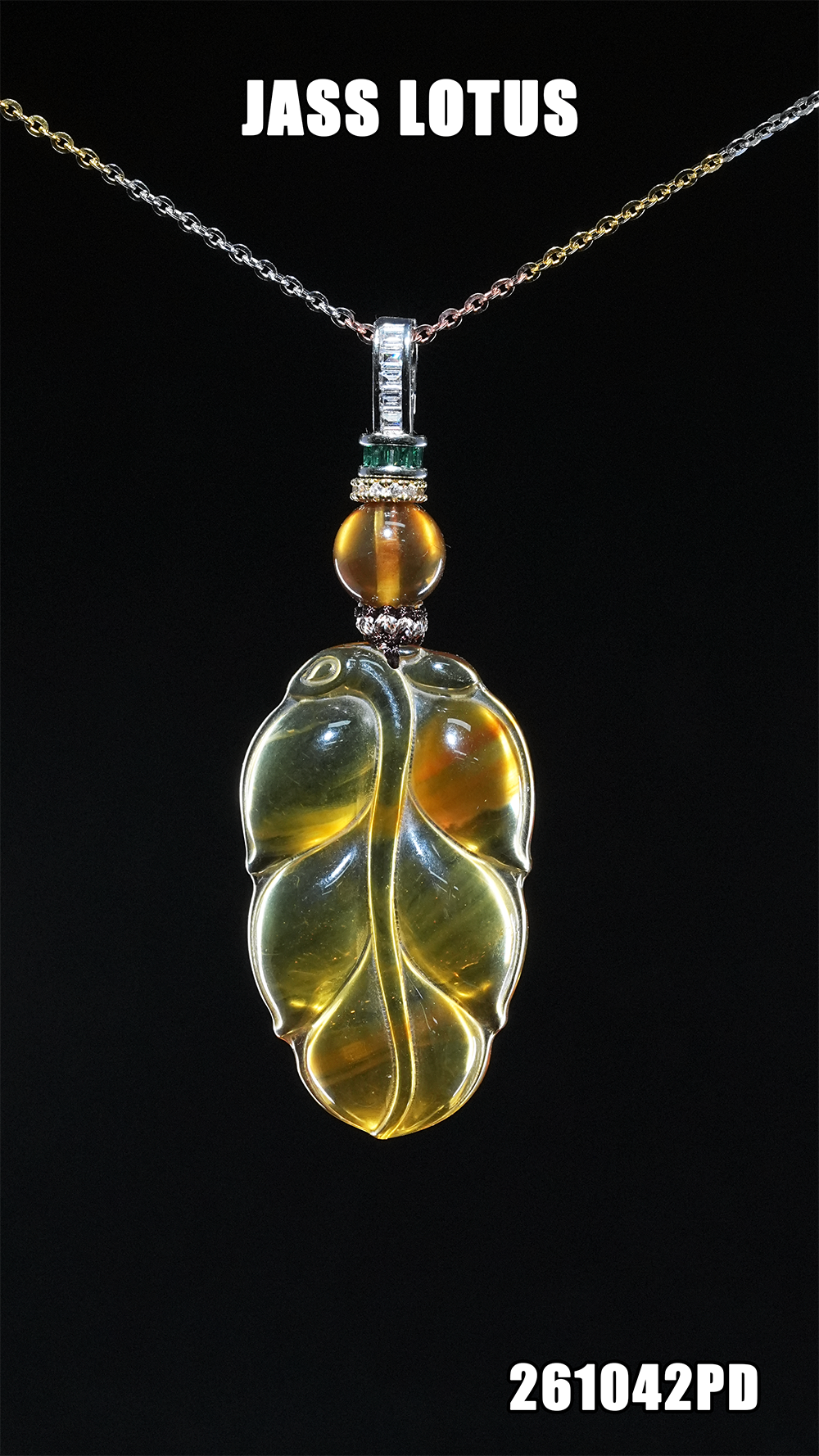 緬甸天然琥珀金飄紅蜜珀樹葉吊墜