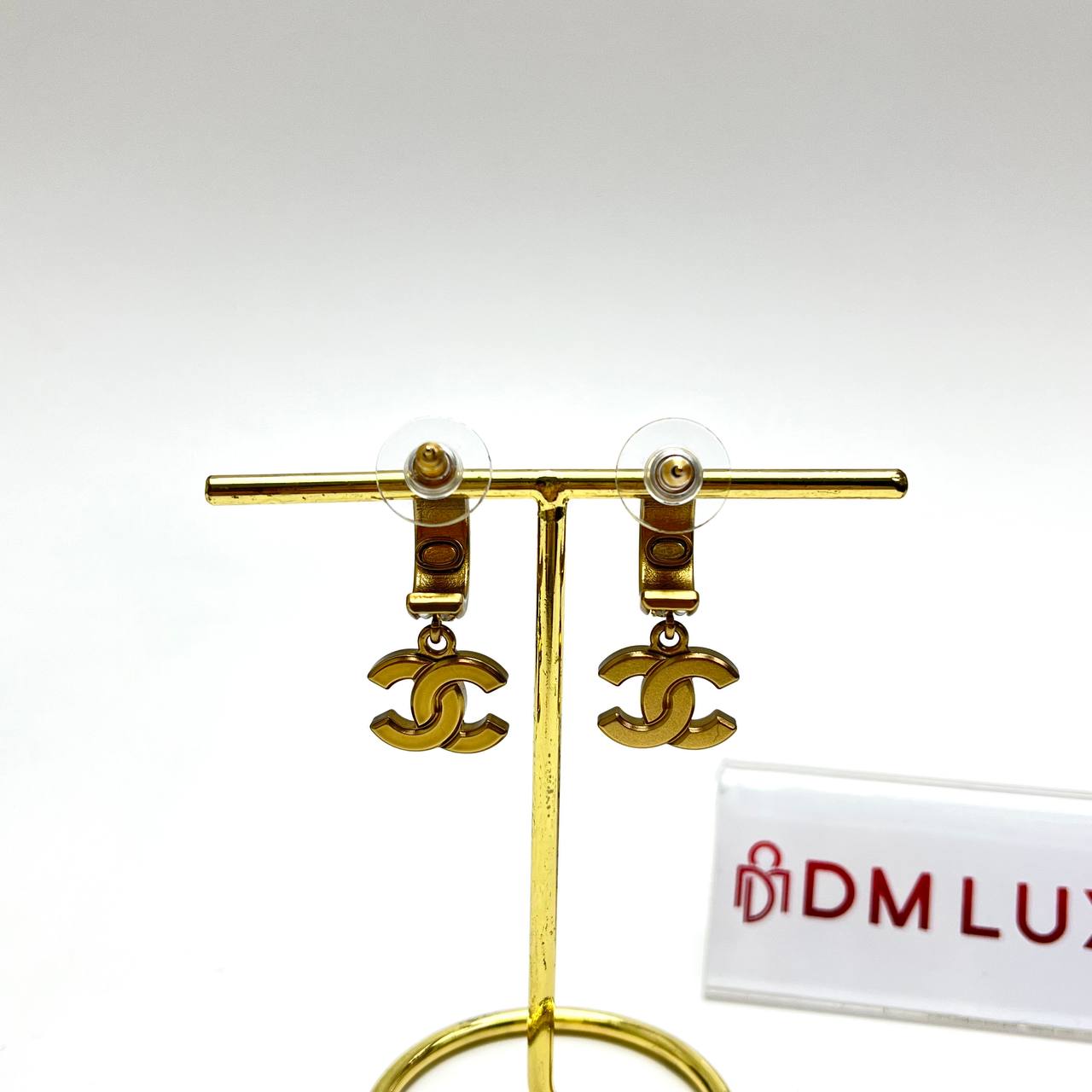 Chanel CC Crystal Pearl Hoop Earrings GHW