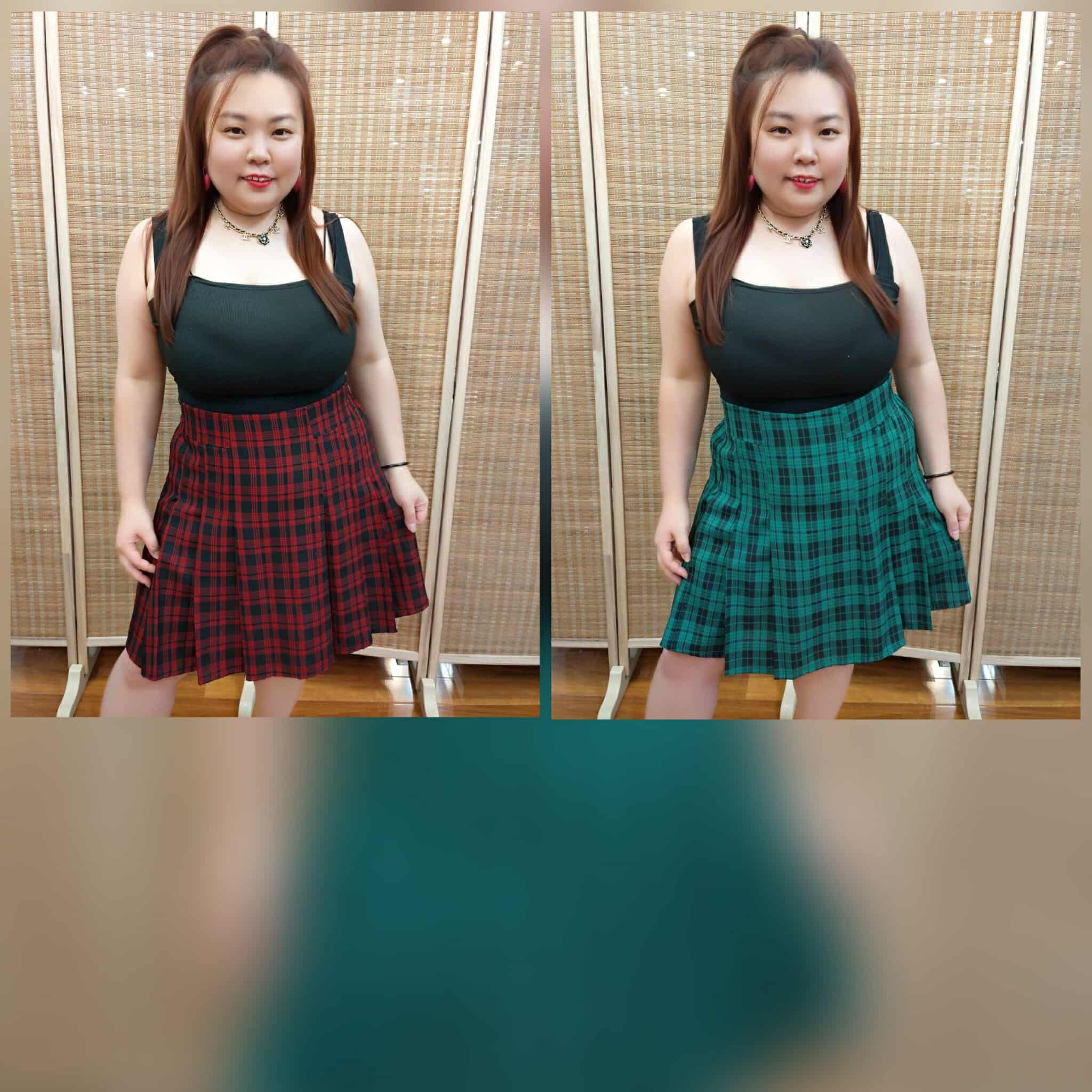 ENG13 格子设计百褶裤裙