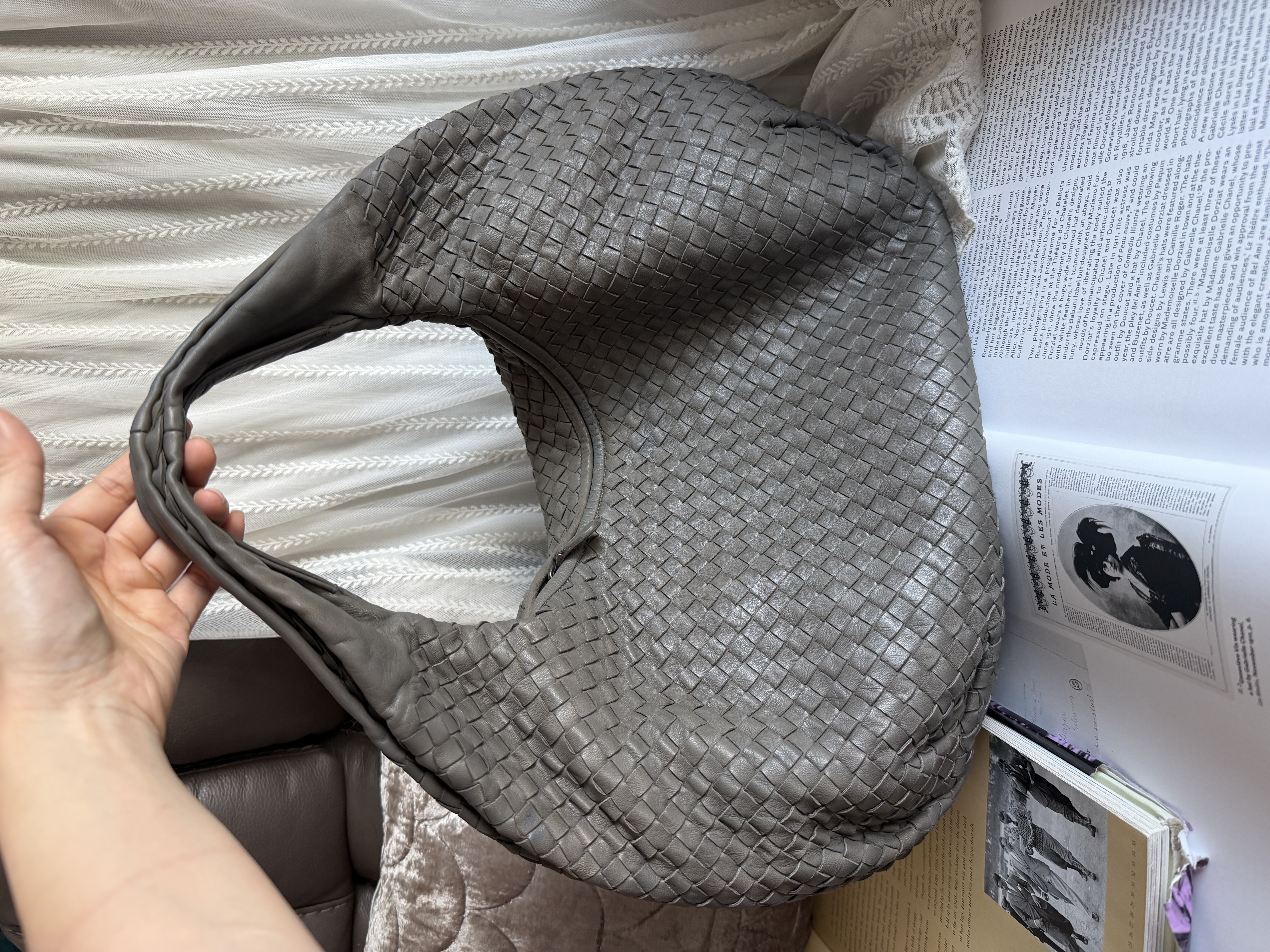 Bottega veneta grey Nappa Intrecciato Large Veneta Hobo bag