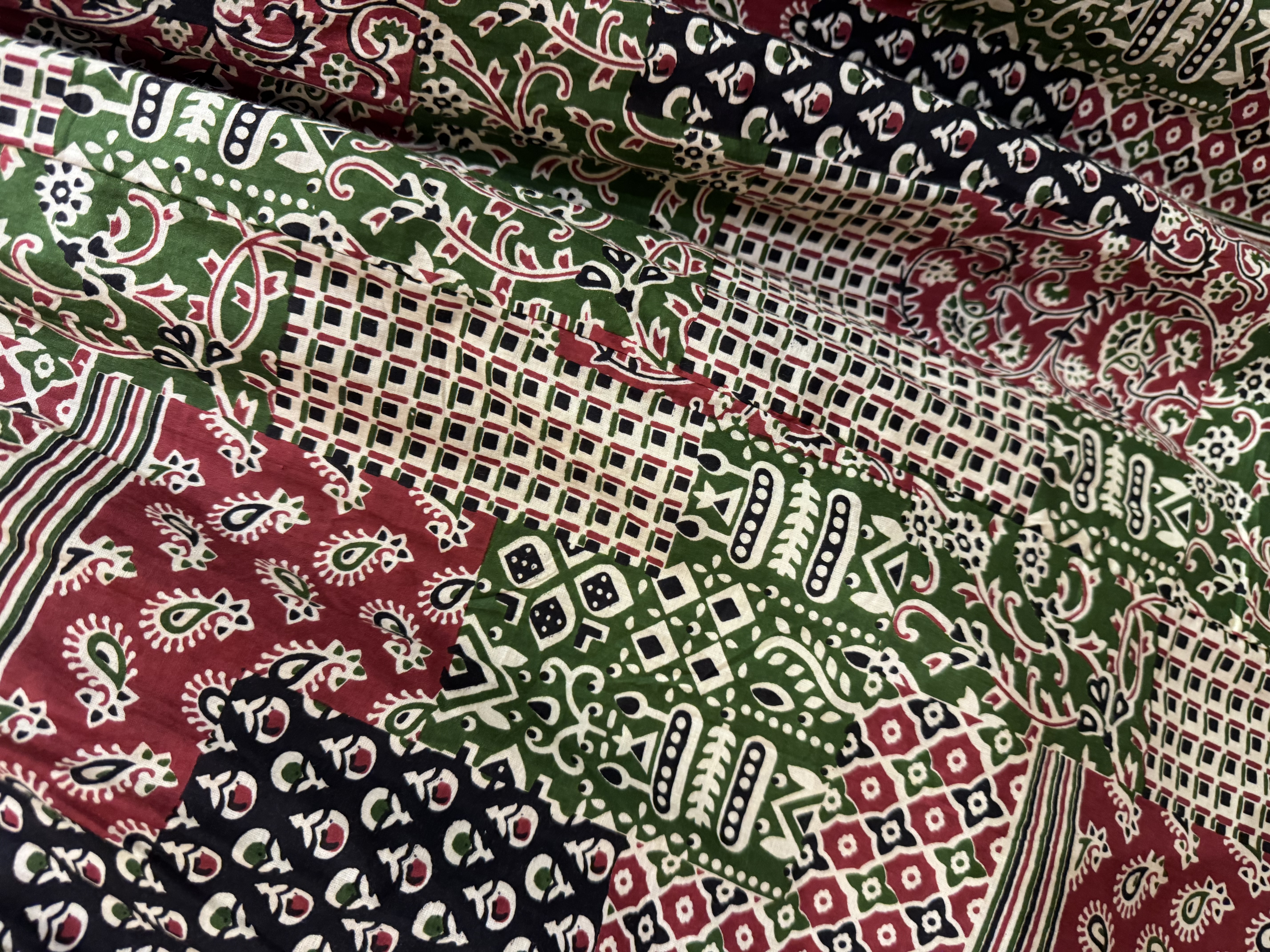 Patchwork Green Skirt 39.5" #1407