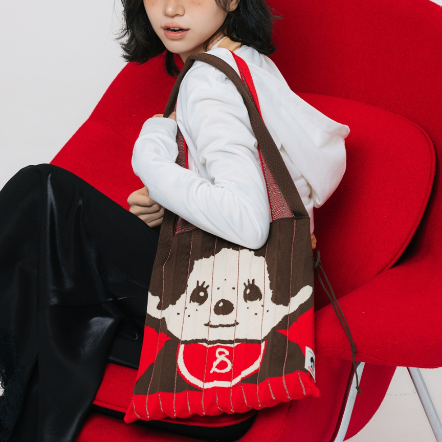 [JOSEPH AND STACEY x monchichi] Lucky Pleats Knit M Monchhichi Boy Brown