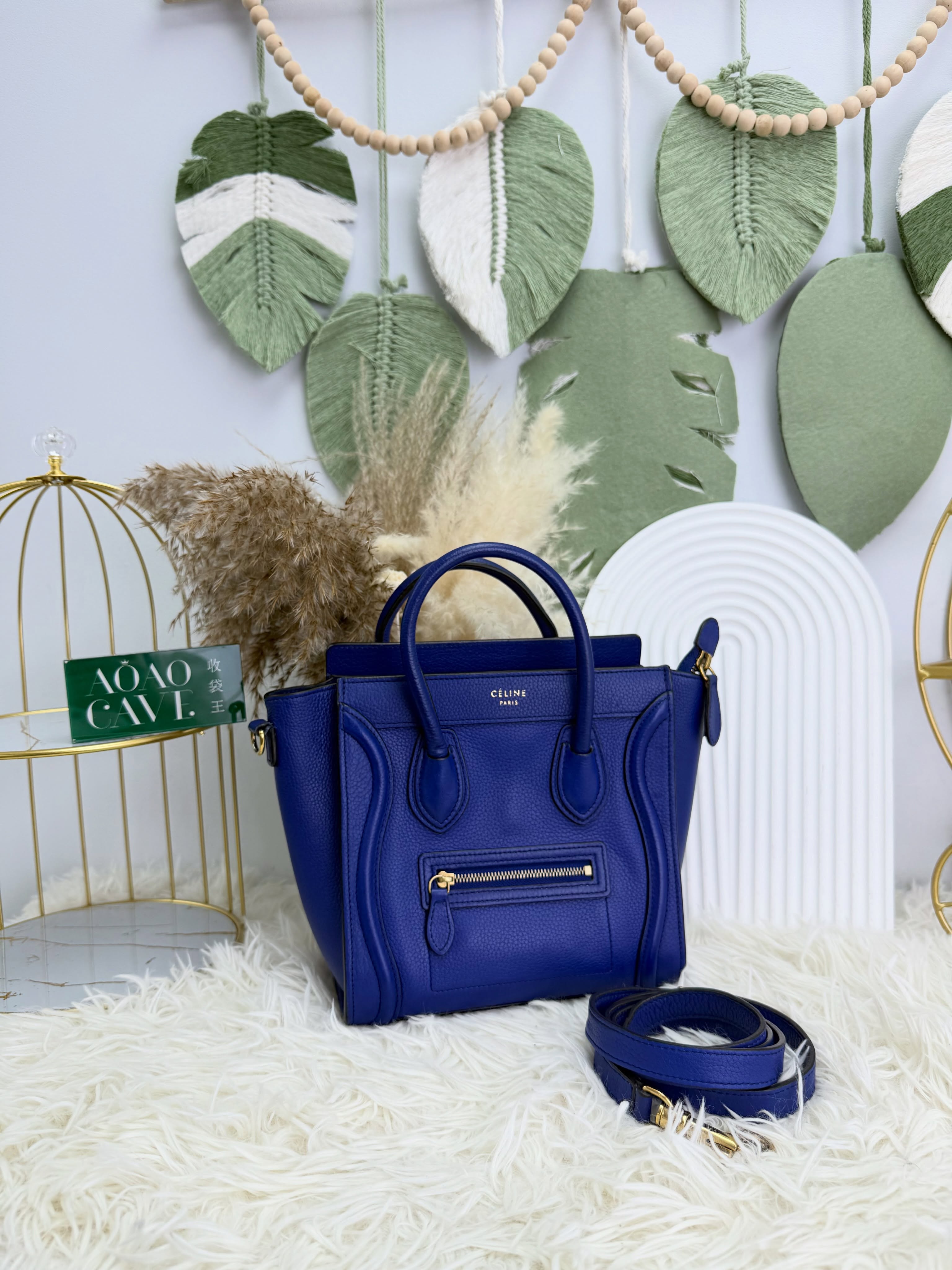 Celine👜 PRE OWNED 🛍️微笑包 nano 寶藍色💙