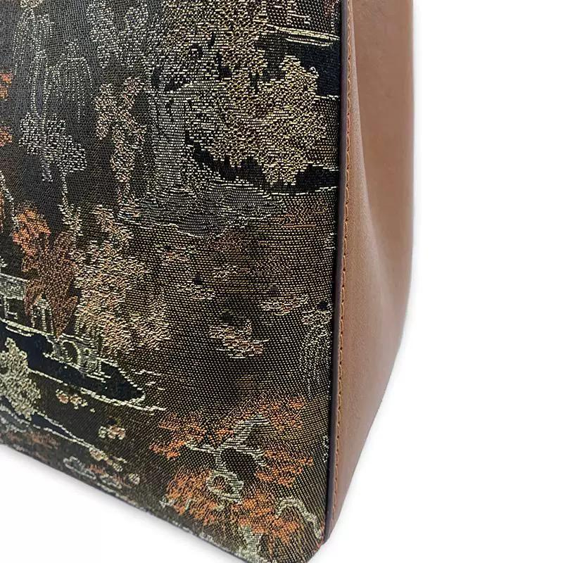 織金提花∞漢宮秋月圖紋牛皮手袋