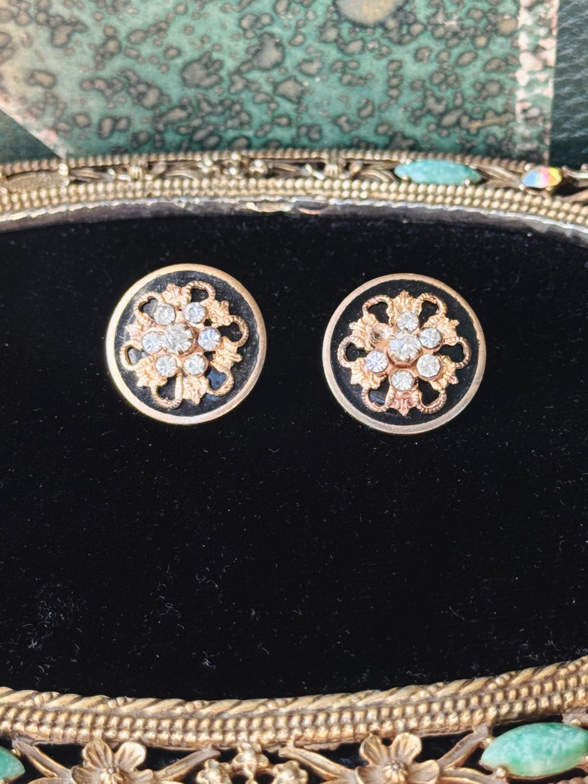 Vintage C.a. 1940-50s Victorian Revival Screw-back Earrings(MT2155)