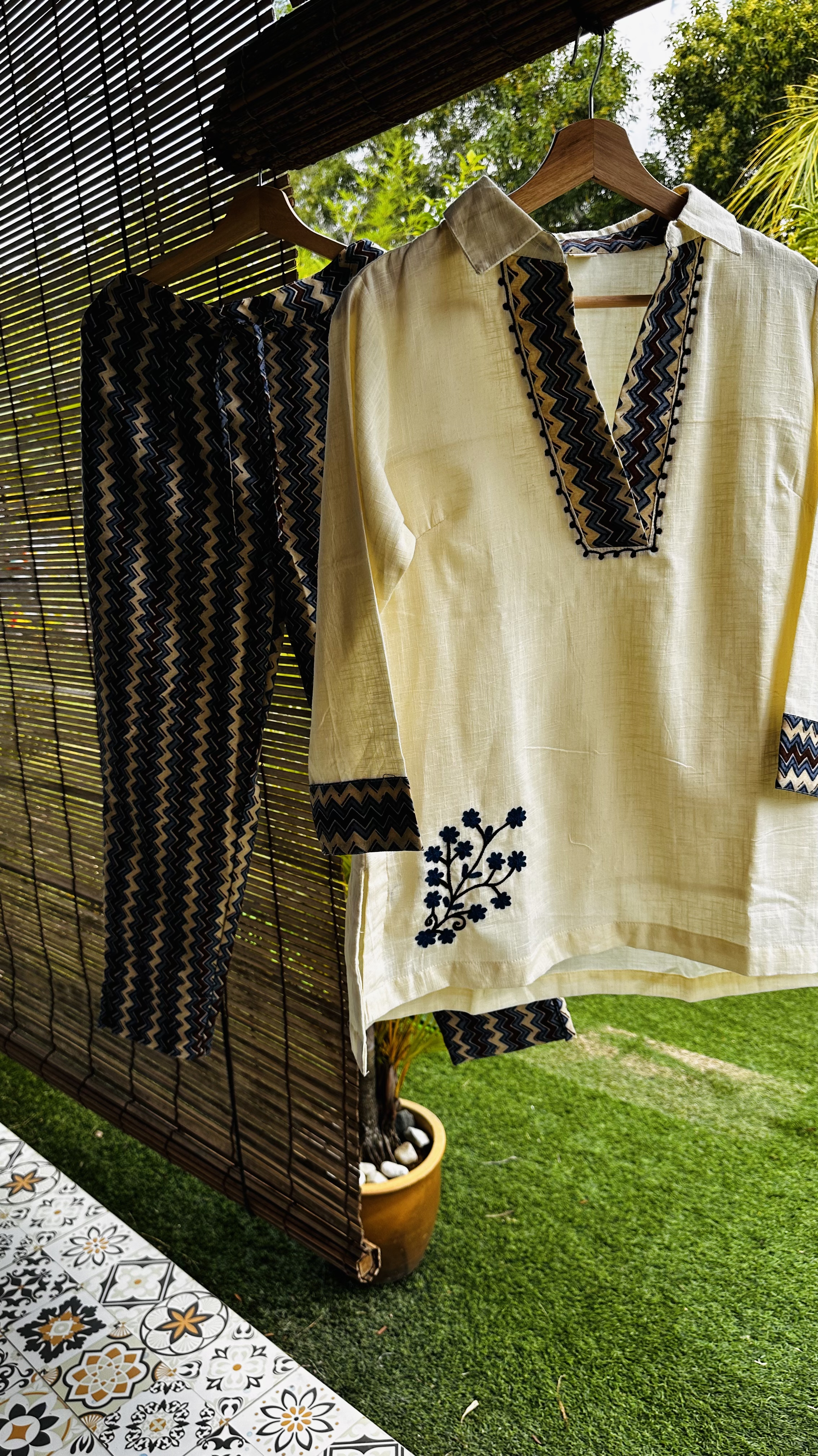 White Embroidered Co-ord set with lining