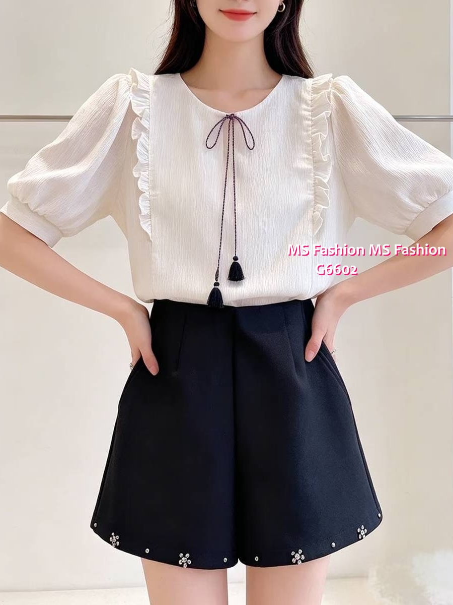 G6602 靚料肩ruffle top