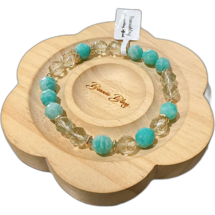 【碧海森息 •希望之流】天河石與綠水晶手串