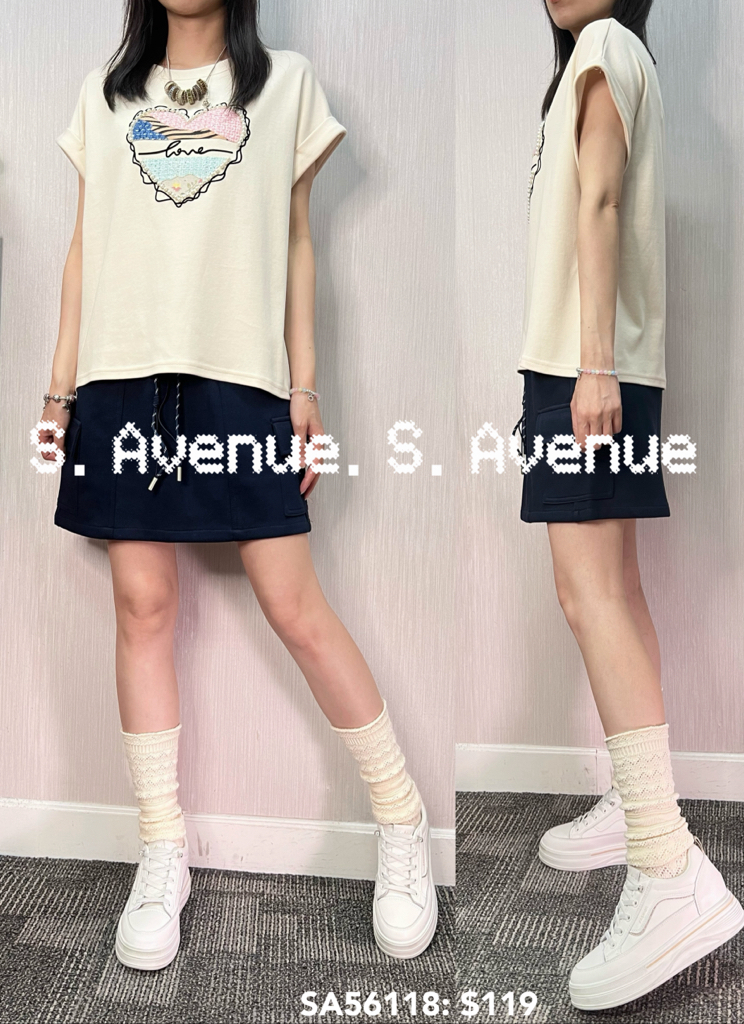 SA56118: 短袖大心心tee