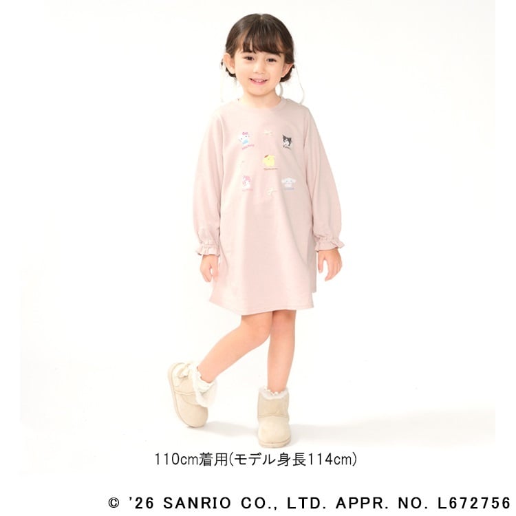 🆕【⭐訂購⭐】🇯🇵日本直送 #SanrioCharacters 印花圖案 緞帶 泡泡袖 抓絨連身裙［2款選］🌀 [ELJA-0119][261113]