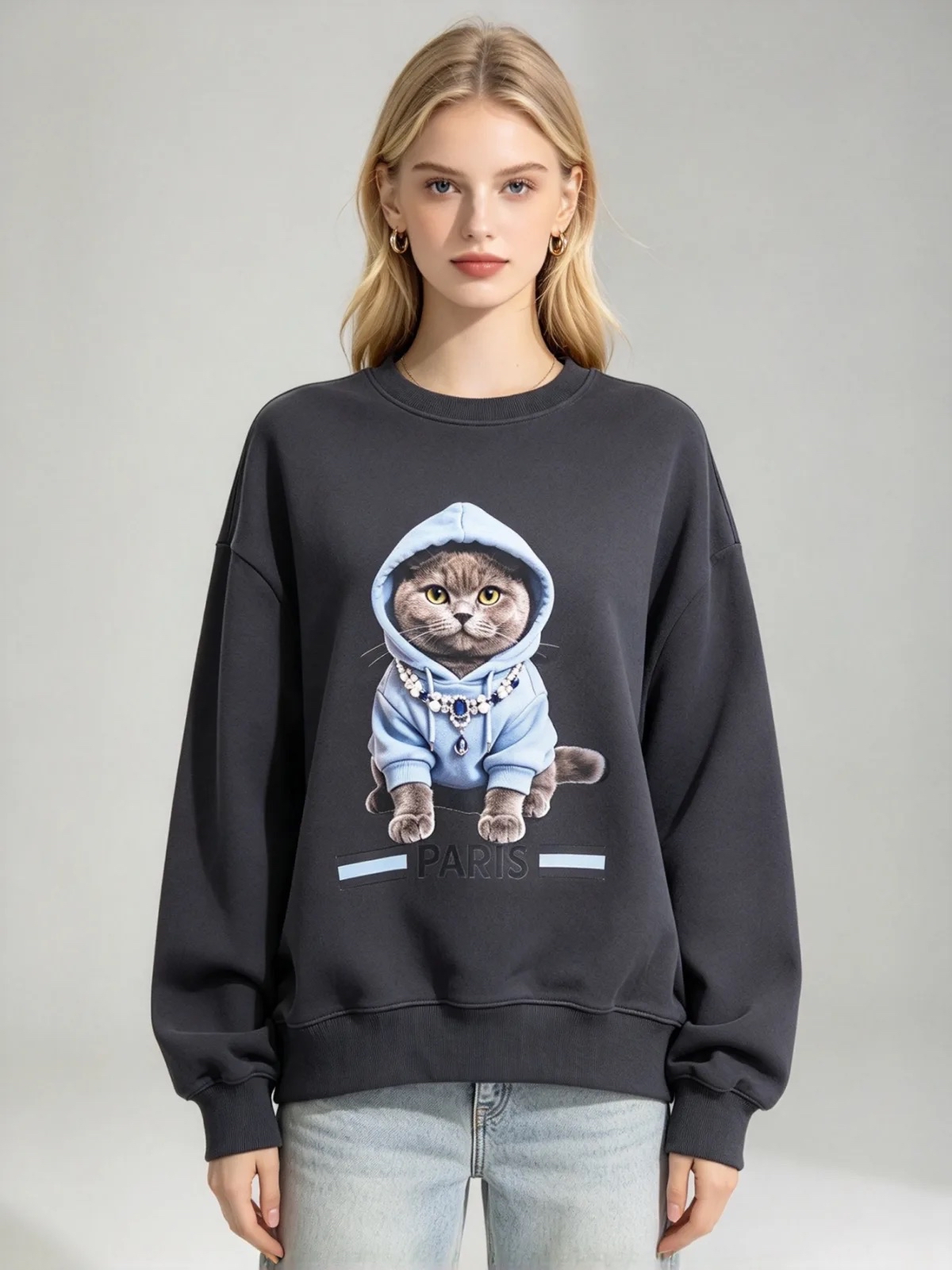 [訂購］A073 Hooded Jewel Cat Paris Sweatshirt