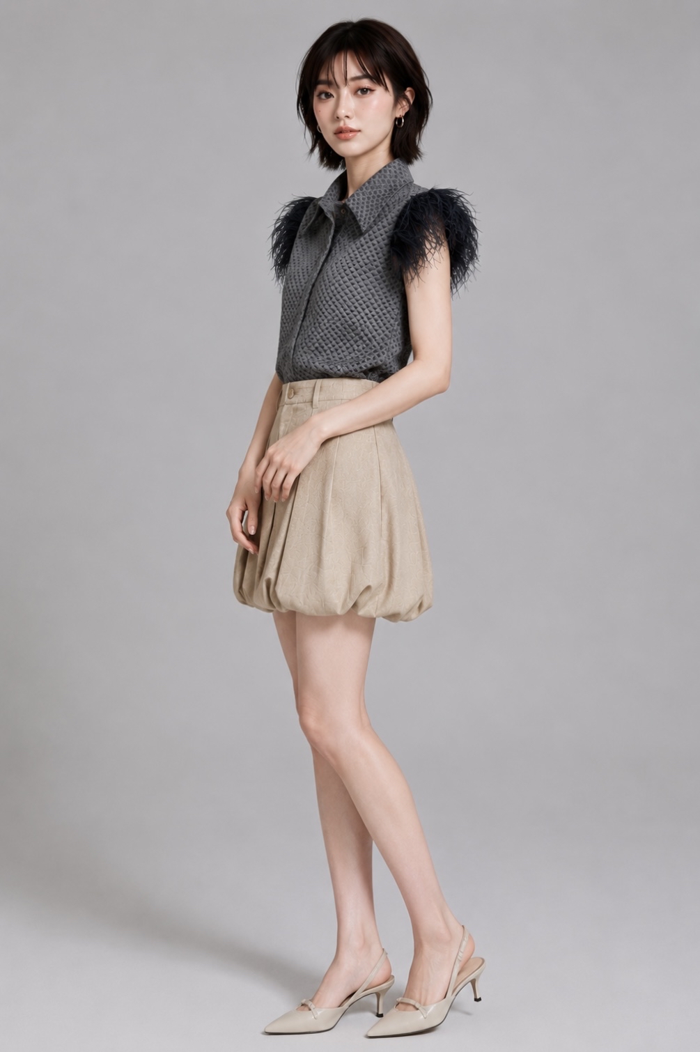 CB2342 Feather Shoulder Top