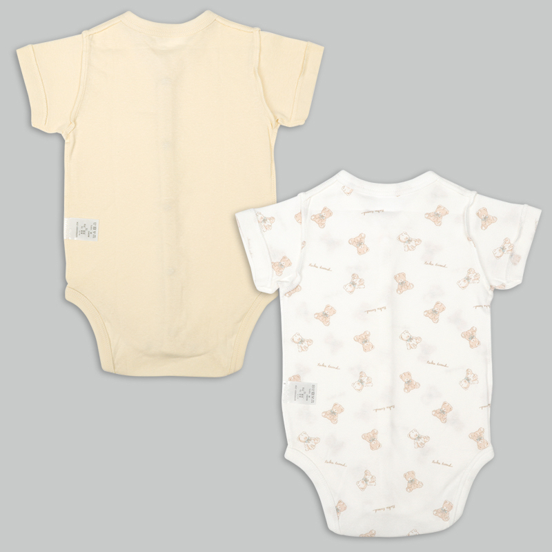 🇯🇵預訂 日本直送🇯🇵日本製小熊印花純棉前開式短袖包屁衣兩件套