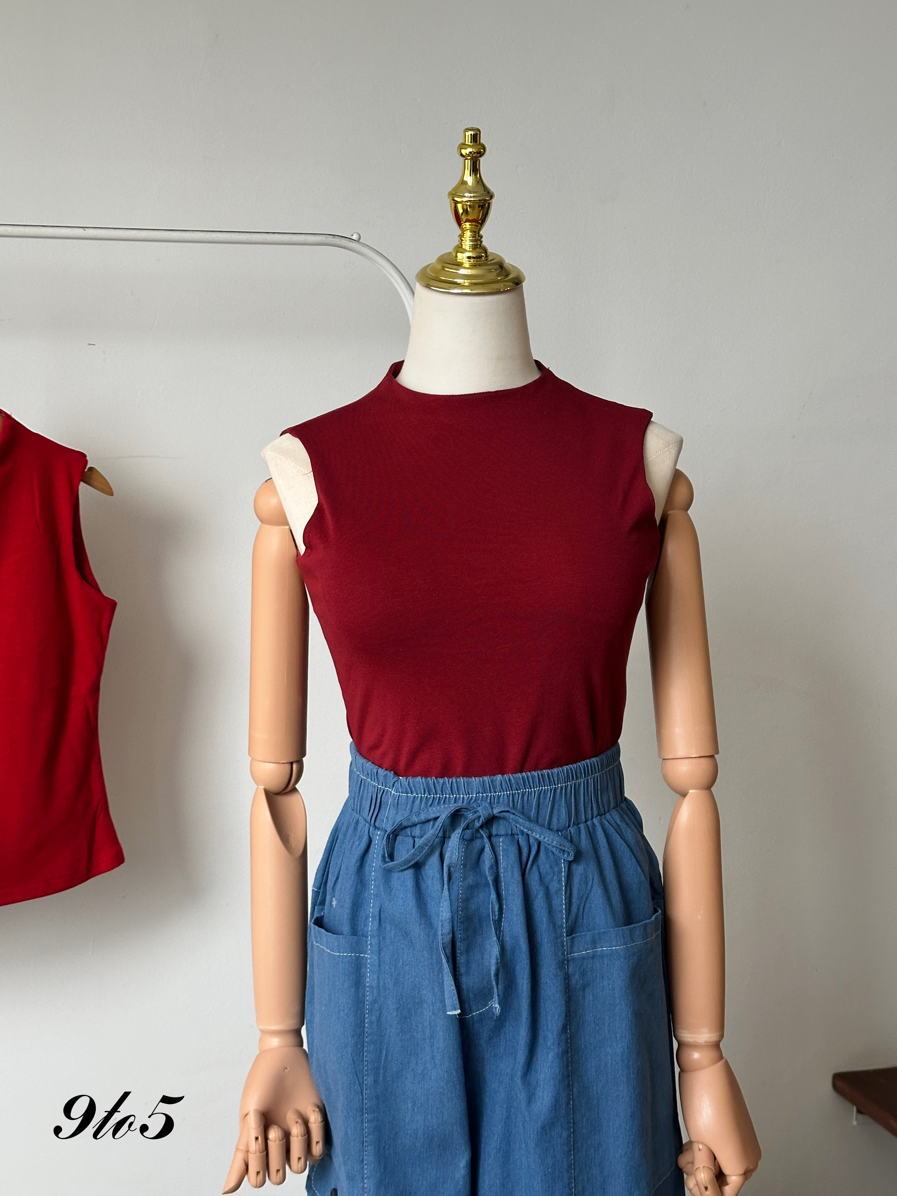 T3911 Sleeveless Mock Neck Top - 4 Colors