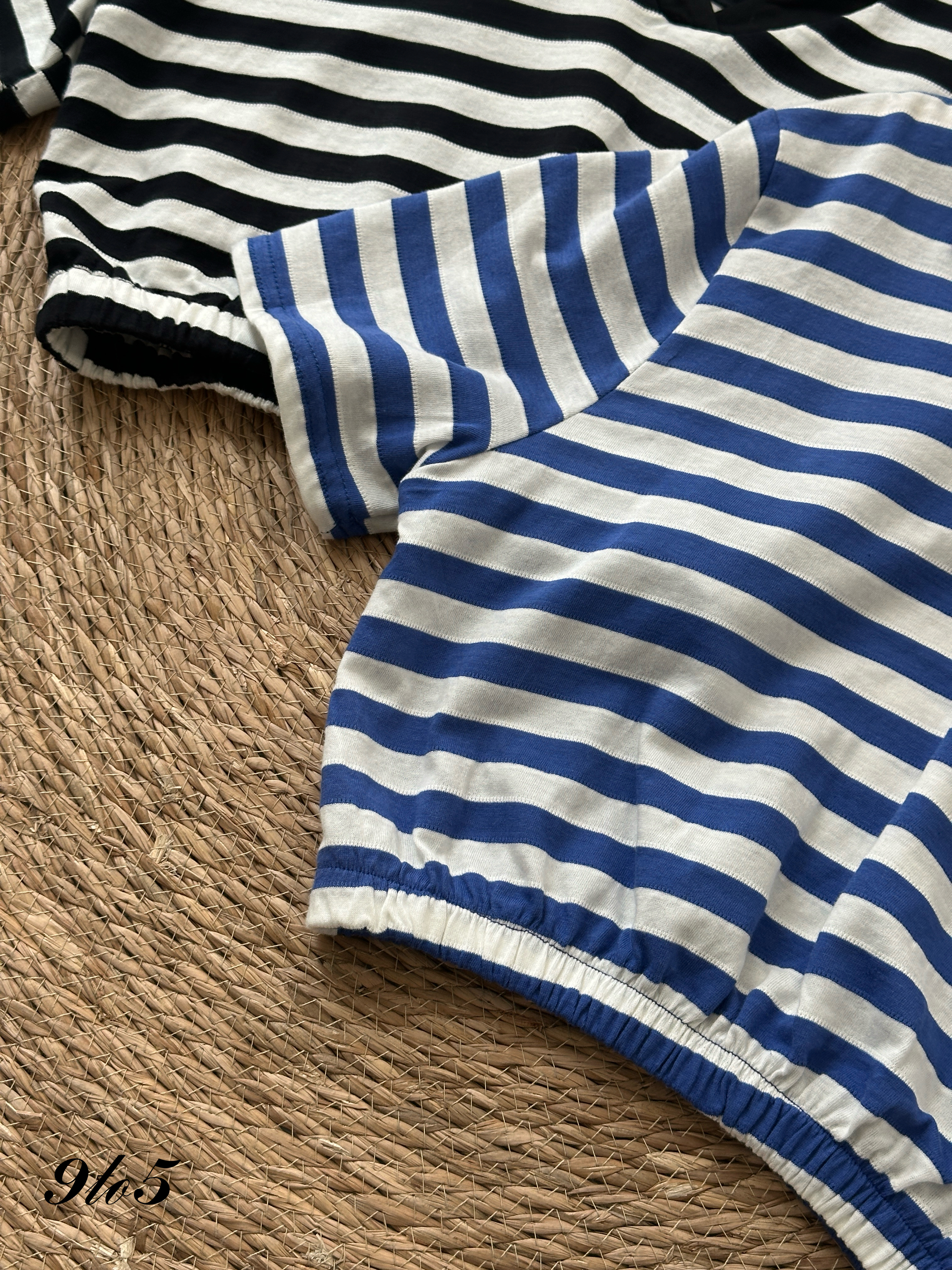 T4046 Stripe Polo Tee - Black & Blue