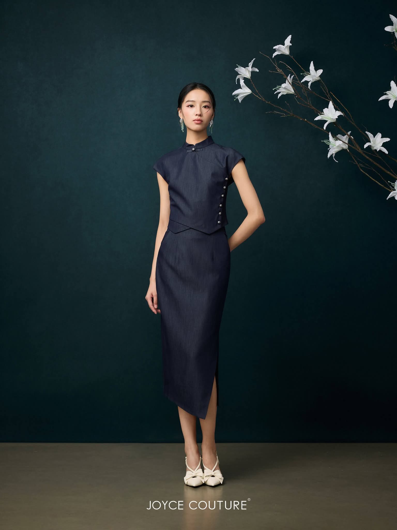 立领不对称下摆旗袍上衣 T0763