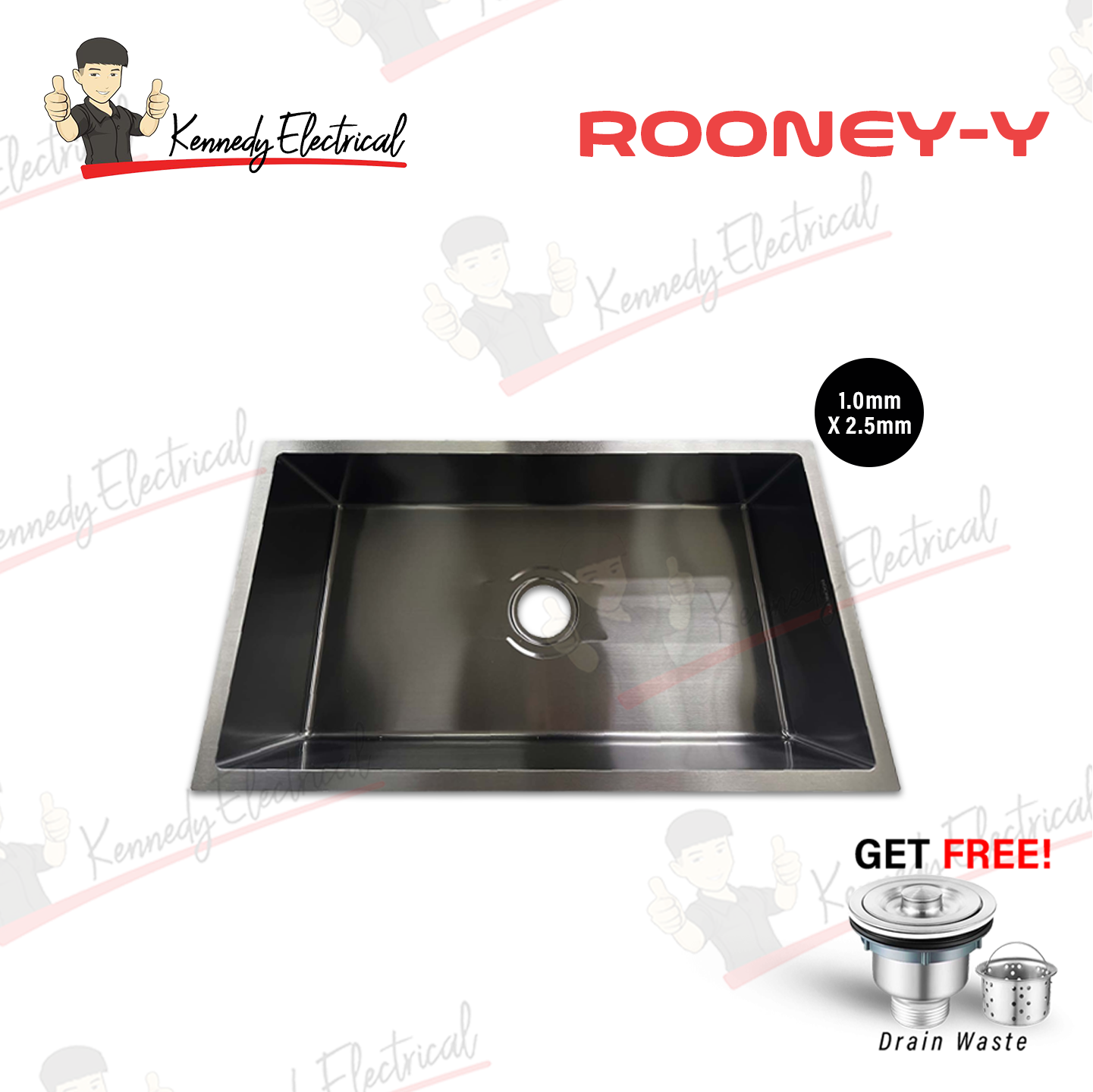 Rooney-Y Nano Black Stainless Steel Single Bowl Kitchen Sink (8046Nb#) W69-8046NB