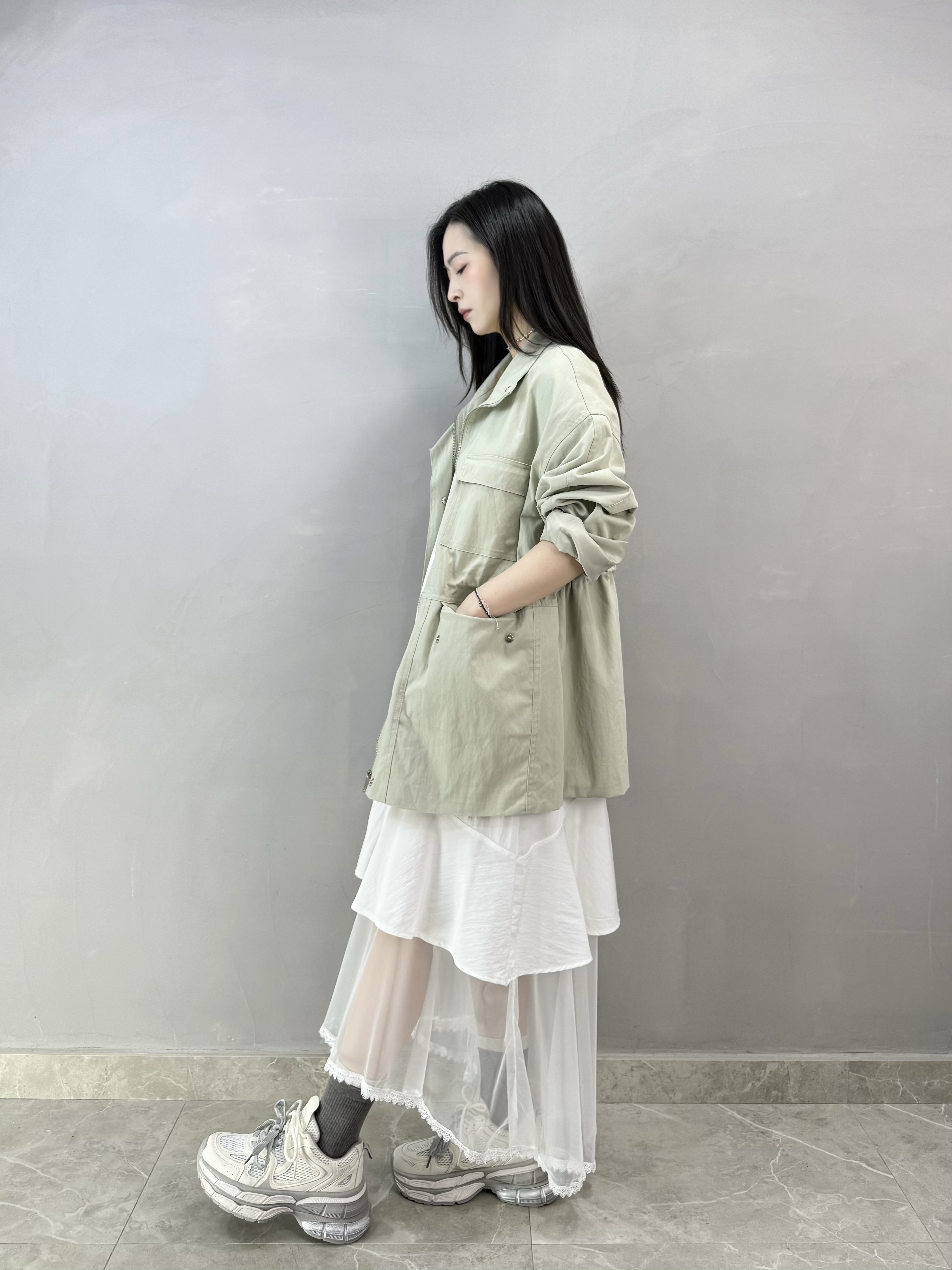 H75 洗水灰綠軍褸