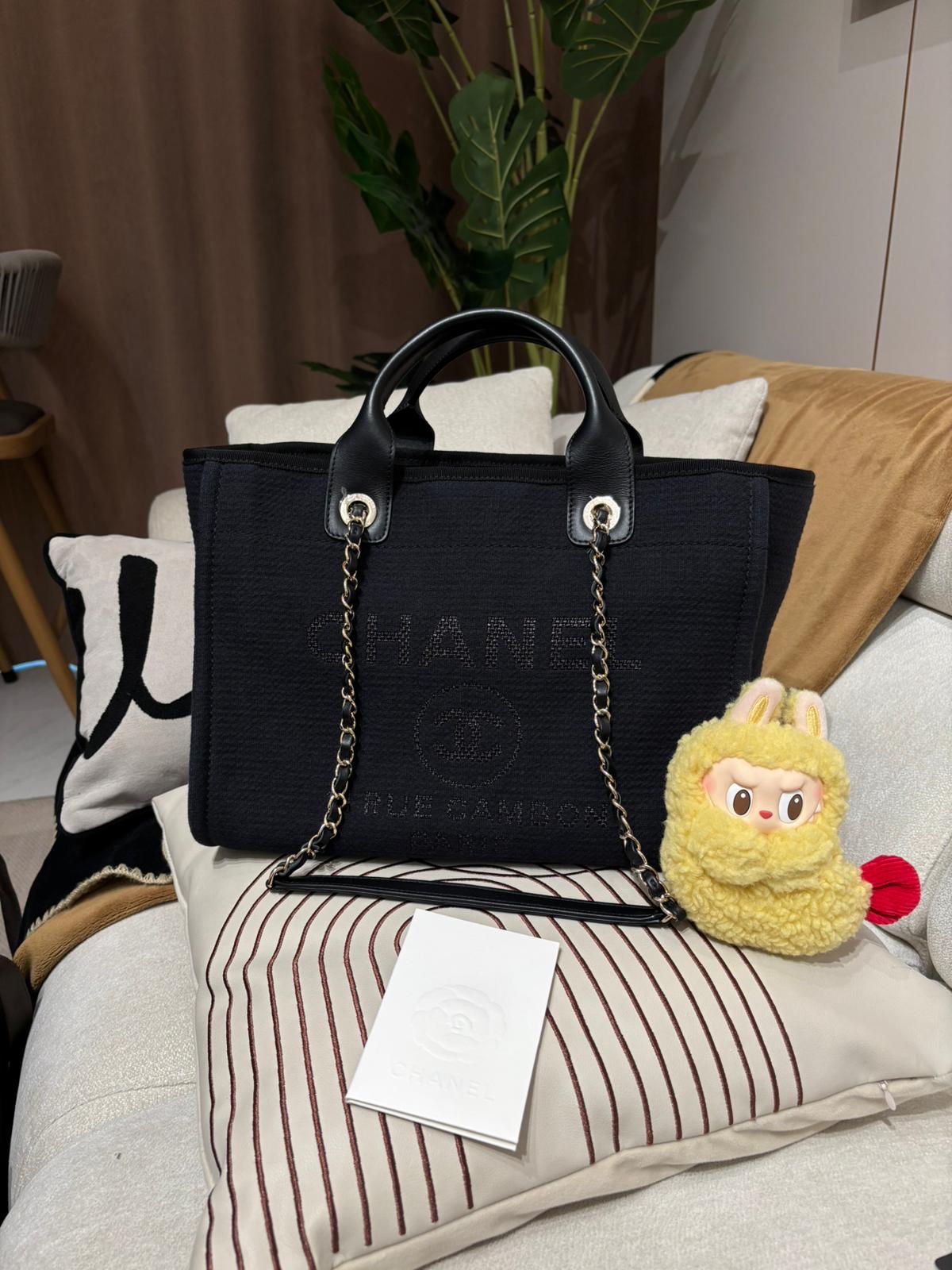 Chanel Deauville Tote Bag Black 100%Authentic, 98%New ✅專門店收據✅晶片✅Dust bag