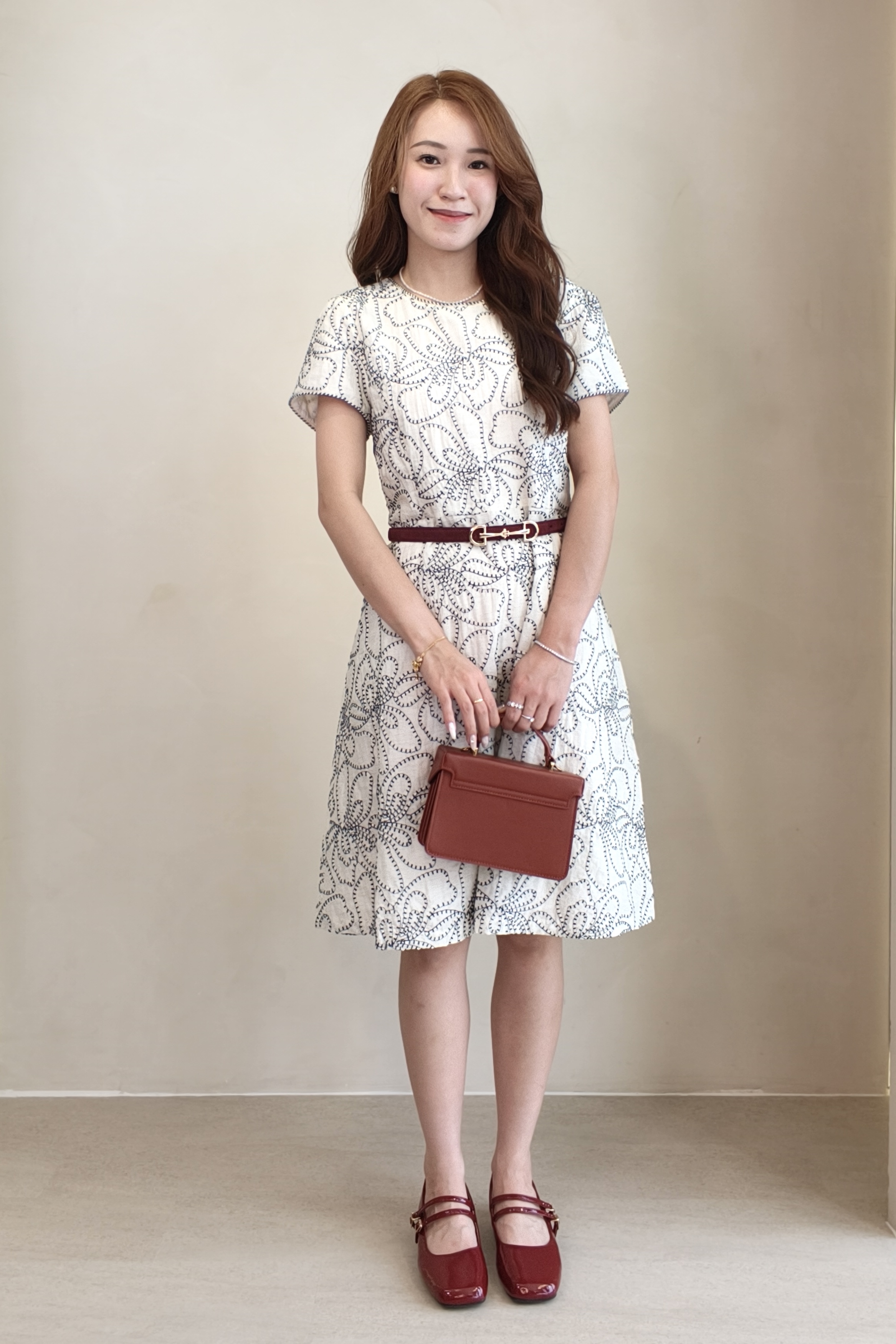 31211 Evelyn Floral Belted Midi Dress