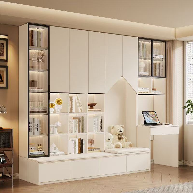 環保歐松板卡座書櫃兒童連體書桌 家用睡房客廳收納展示櫃 Display cabinet