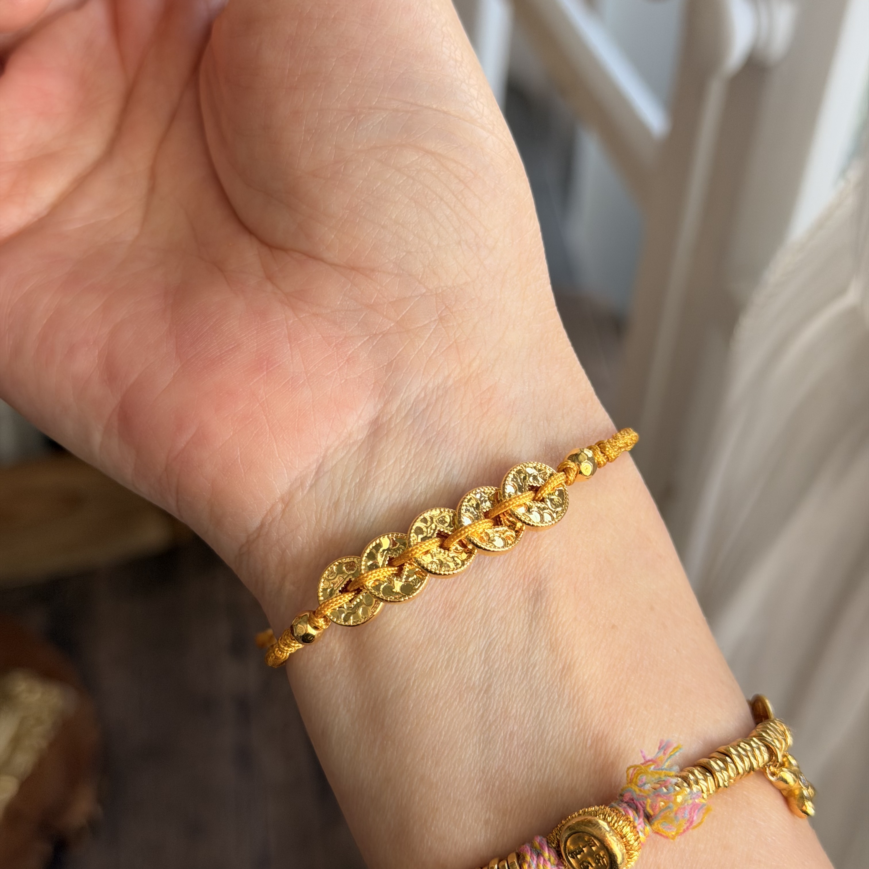 999硬金五帝幣襯手繩