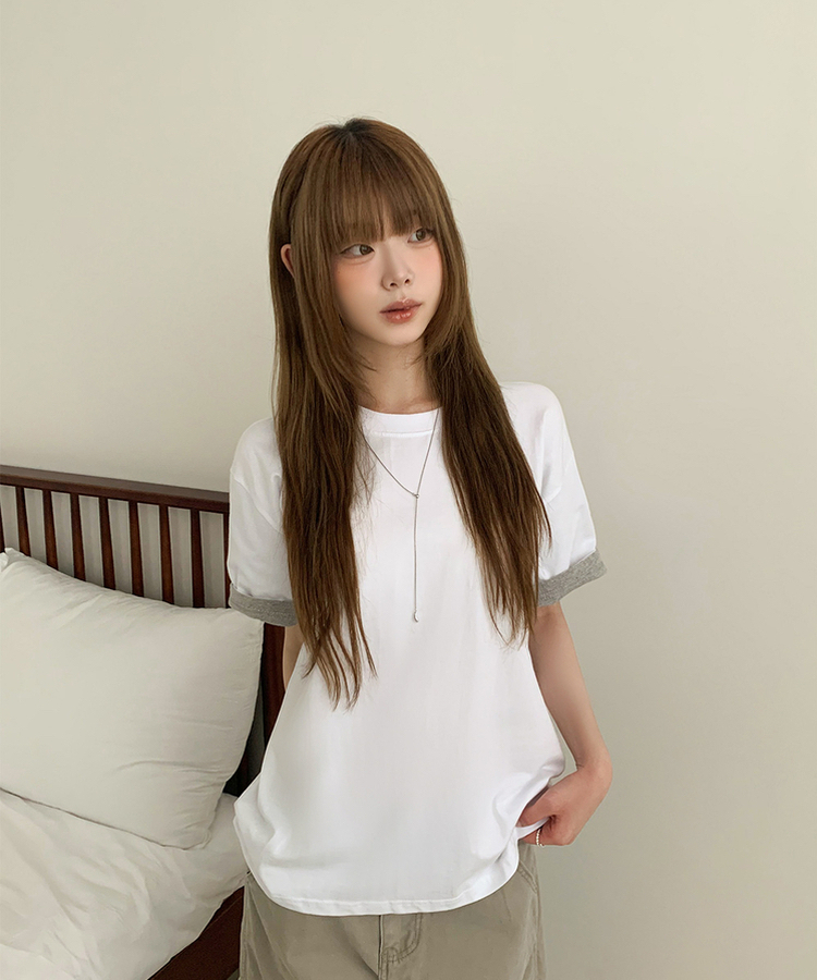 Contrast Cuff Short Sleeve Tee