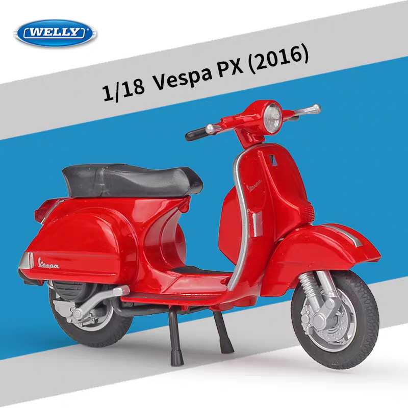 WELLY 1:18 Vespa PX 2016 紅色電單車模型 合金收藏模型車