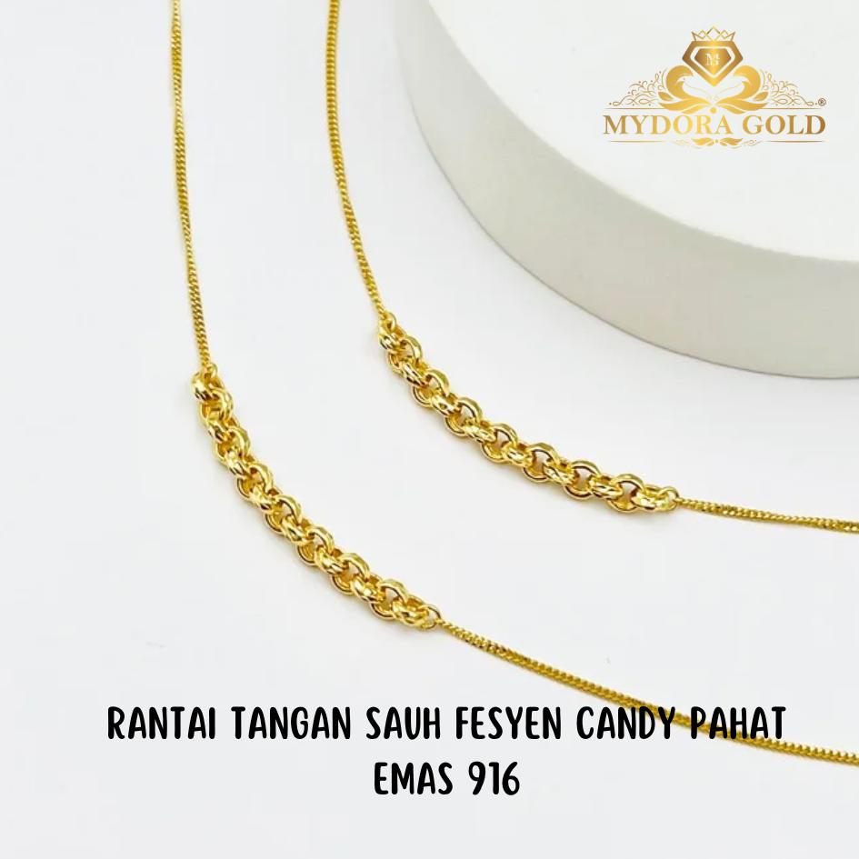 MYDORA Rantai Tangan Sauh Fesyen Candy Pahat l EMAS 916/22K