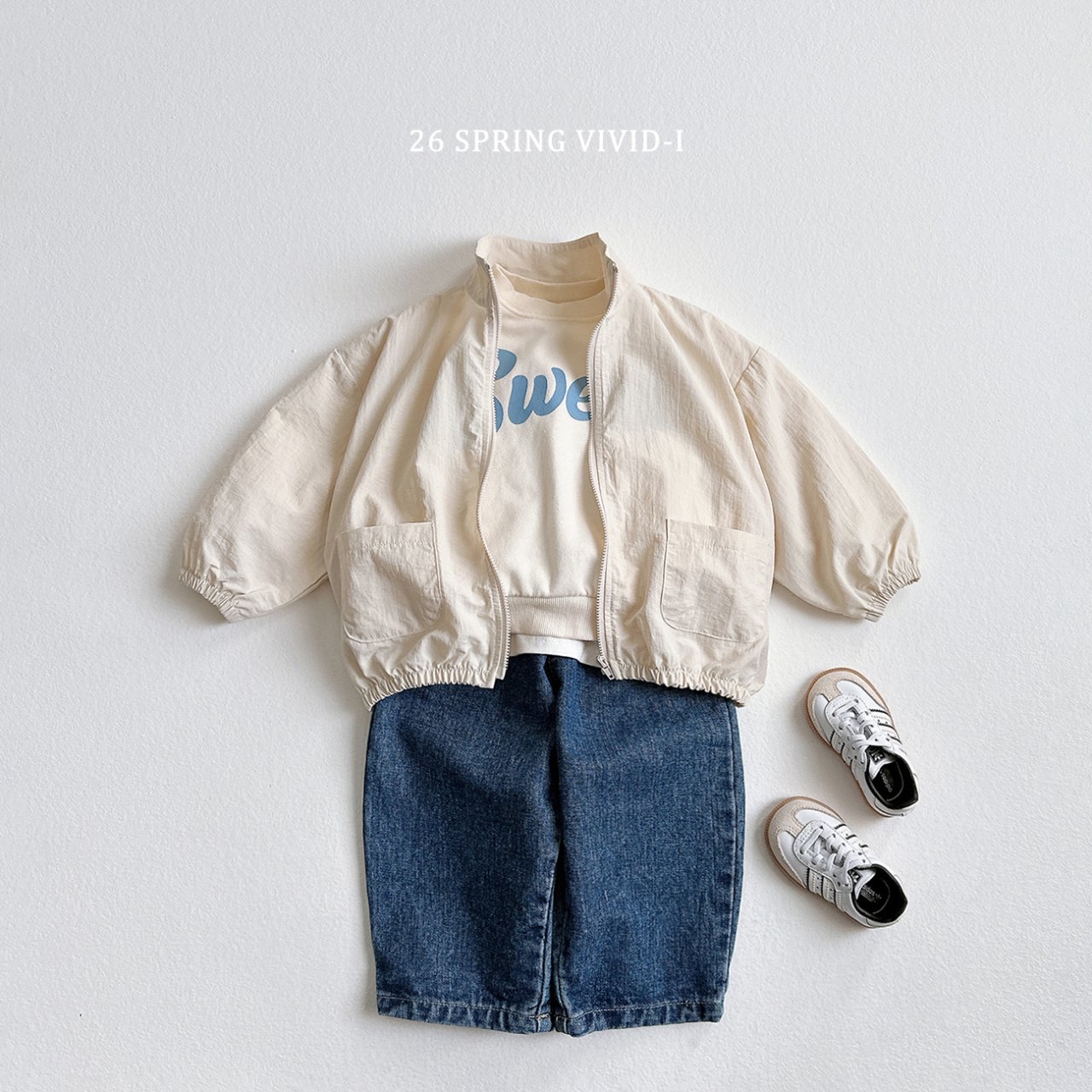 🌸預訂 韓國直送🌸🇰🇷VIVIDI四色甜美奶油印花寬鬆衛衣