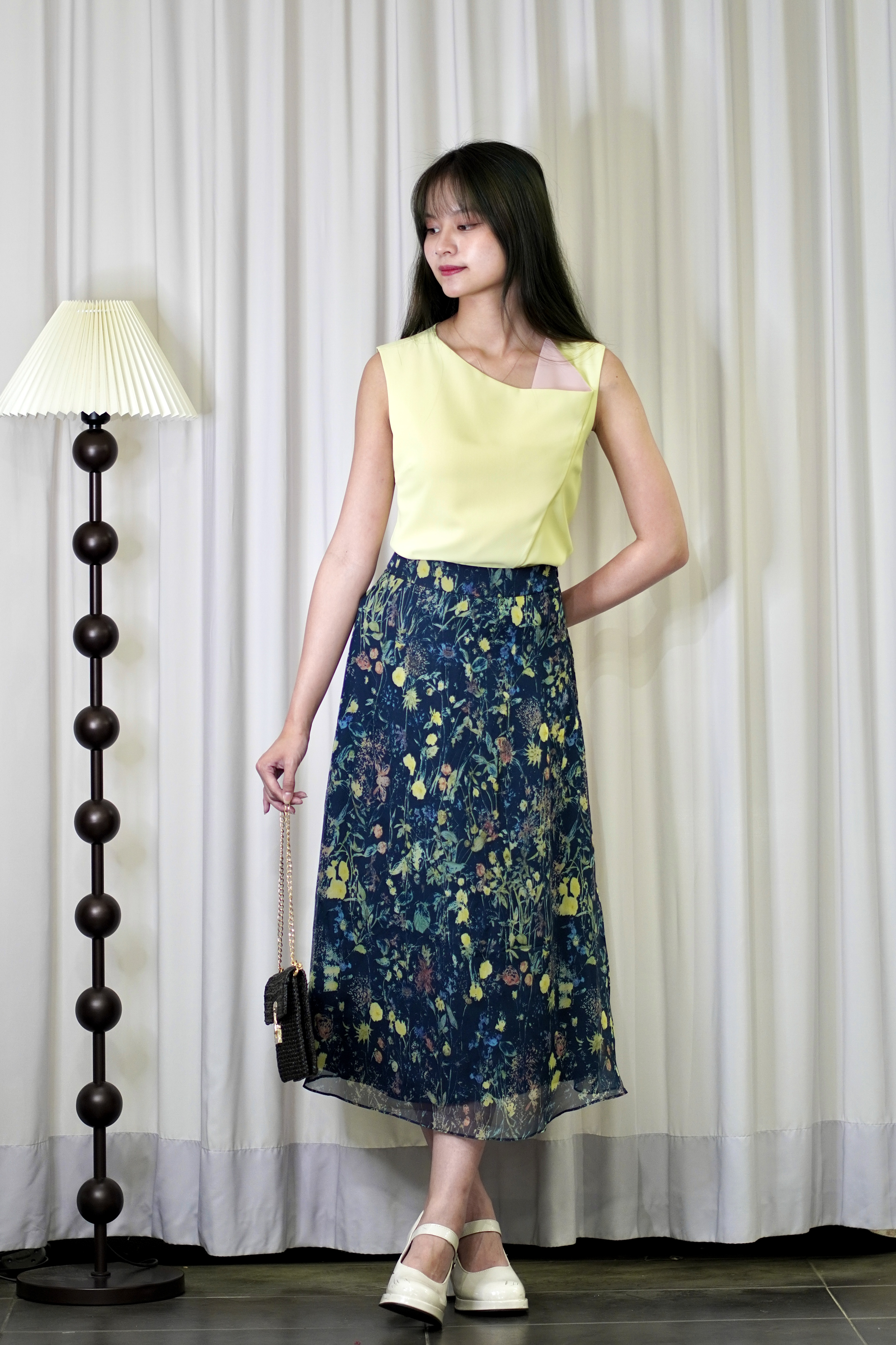 955502 Midnight Garden Chiffon Skirt