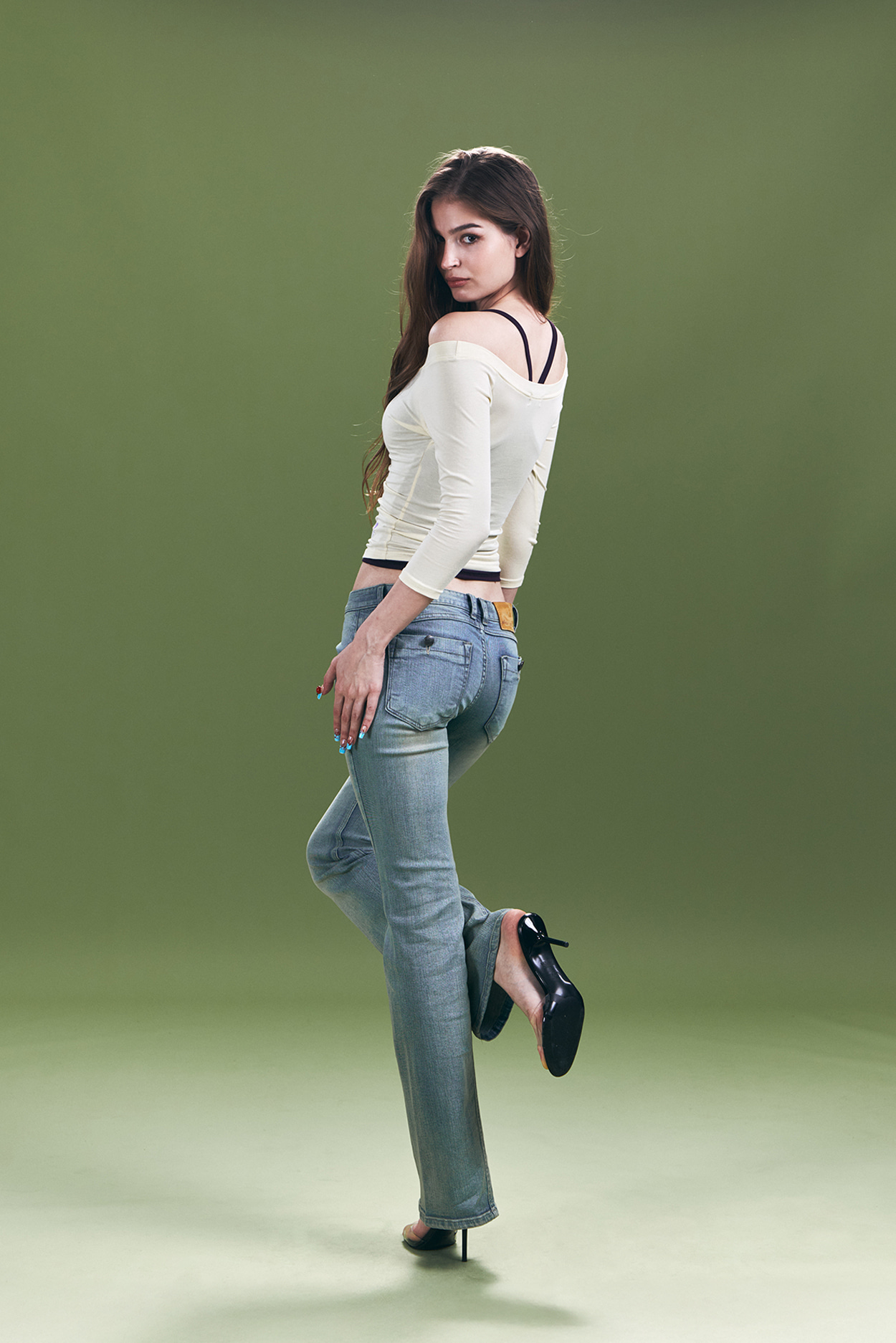 pleaseNOFOLLOW - Zed Off-Shoulder Long Sleeve Top (Lemon)