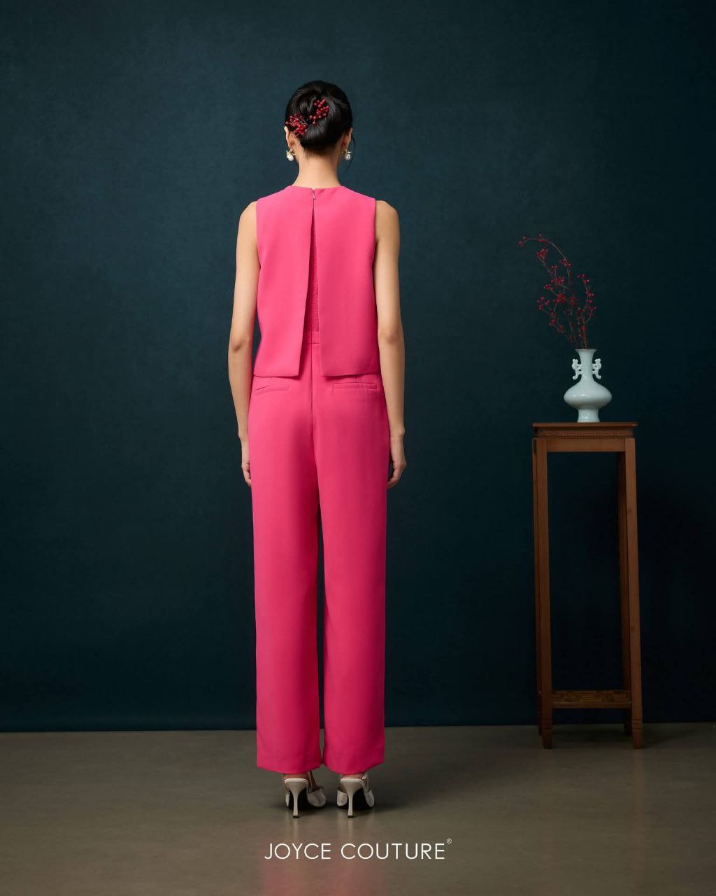 无袖不对称前摆连身裤 D0354